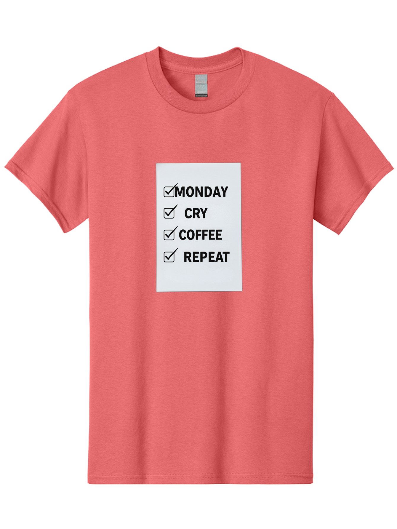 Monday-Cry-Coffee-Repeat-1 Men'S Graphic Tee, 100% Cotton, Comfortable Casual Summer Wear, Machine Washable, Monday Motivation, Funny To-Do List, Coffee Humor, Monday Blues, Office Humor, Work Life Balance, Morning Routine, Coffee Break Bae514 11