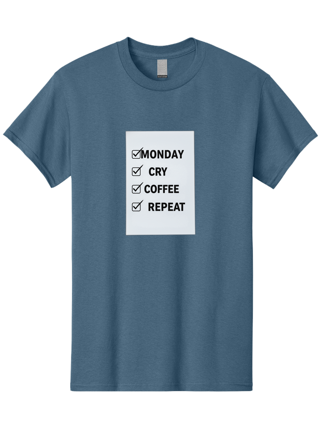Monday-Cry-Coffee-Repeat-1 Men'S Graphic Tee, 100% Cotton, Comfortable Casual Summer Wear, Machine Washable, Monday Motivation, Funny To-Do List, Coffee Humor, Monday Blues, Office Humor, Work Life Balance, Morning Routine, Coffee Break Bae514 8
