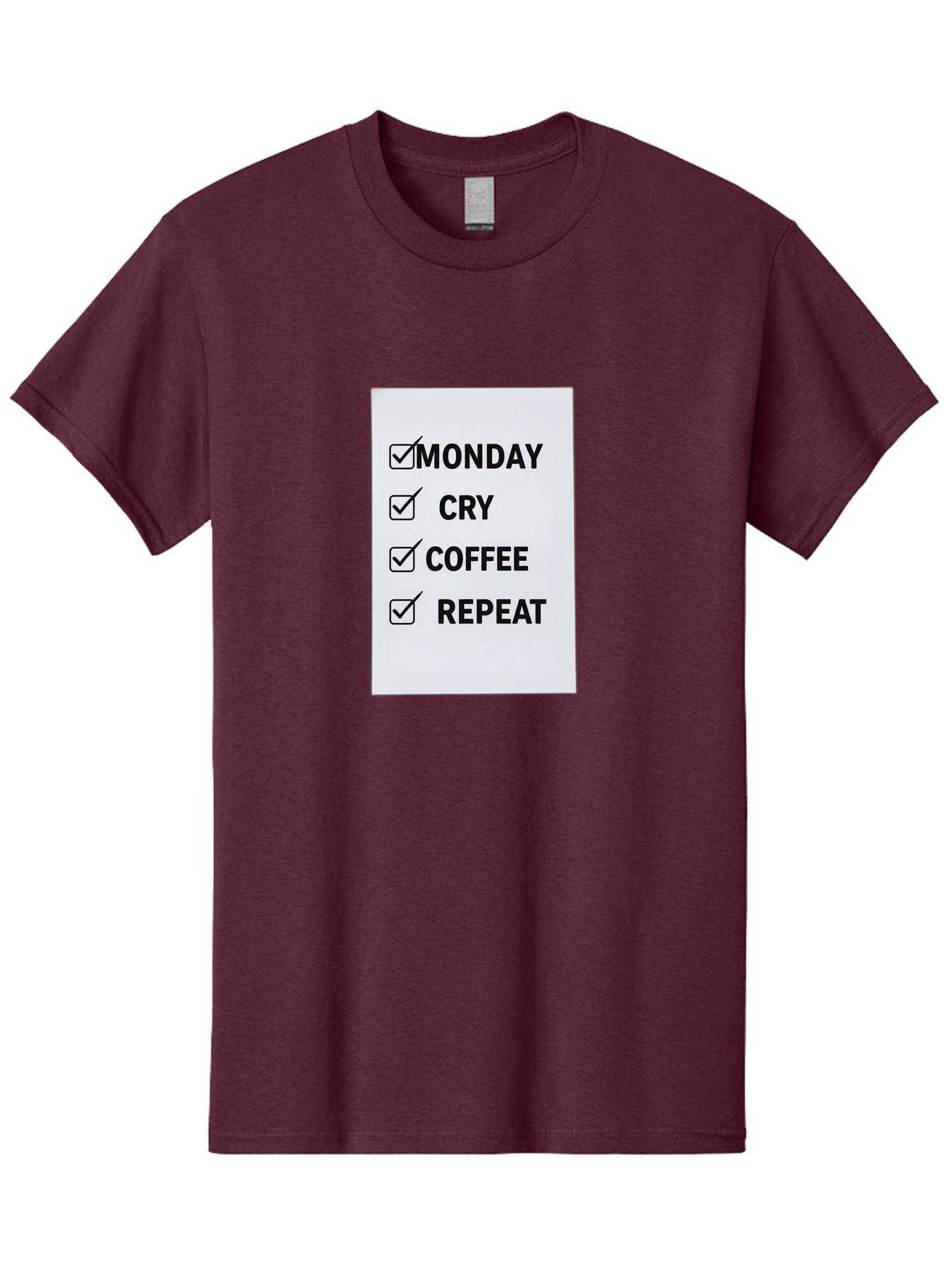 Monday-Cry-Coffee-Repeat-1 Men'S Graphic Tee, 100% Cotton, Comfortable Casual Summer Wear, Machine Washable, Monday Motivation, Funny To-Do List, Coffee Humor, Monday Blues, Office Humor, Work Life Balance, Morning Routine, Coffee Break Bae514 3