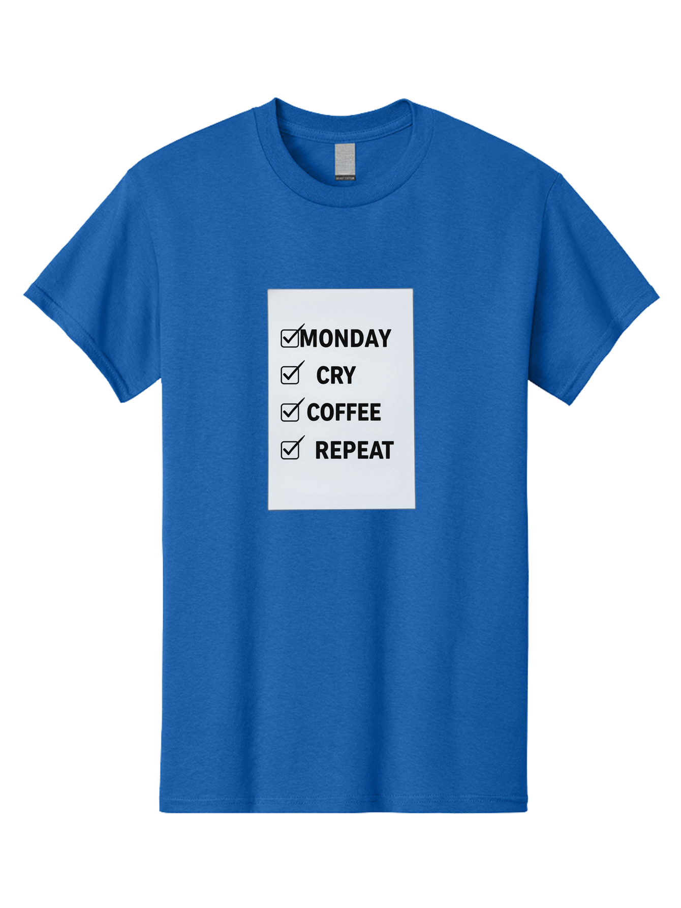 Monday-Cry-Coffee-Repeat-1 Men'S Graphic Tee, 100% Cotton, Comfortable Casual Summer Wear, Machine Washable, Monday Motivation, Funny To-Do List, Coffee Humor, Monday Blues, Office Humor, Work Life Balance, Morning Routine, Coffee Break Bae514 15