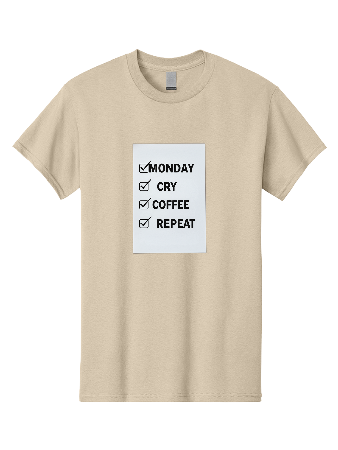 Monday-Cry-Coffee-Repeat-1 Men'S Graphic Tee, 100% Cotton, Comfortable Casual Summer Wear, Machine Washable, Monday Motivation, Funny To-Do List, Coffee Humor, Monday Blues, Office Humor, Work Life Balance, Morning Routine, Coffee Break Bae514 13