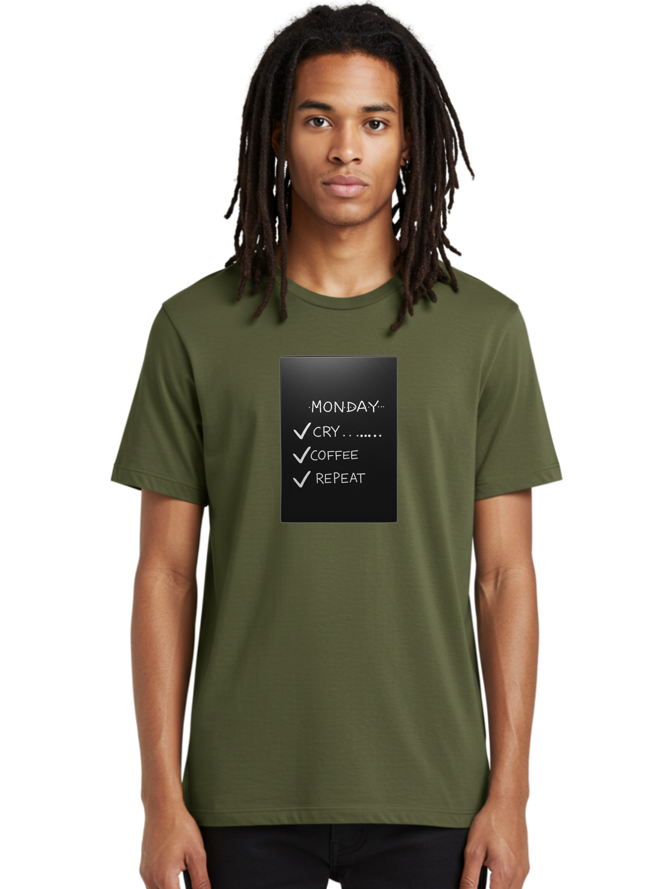 Monday-Cry-Coffee-Repeat-2 Men'S Graphic Tee, 100% Cotton, Comfortable Casual Summer Wear, Machine Washable, Humorous Quote, Monday Motivation, Funny Memes, Coffee Lover, Monday Blues, Motivational Quotes, Relatable Humor Bae515 18