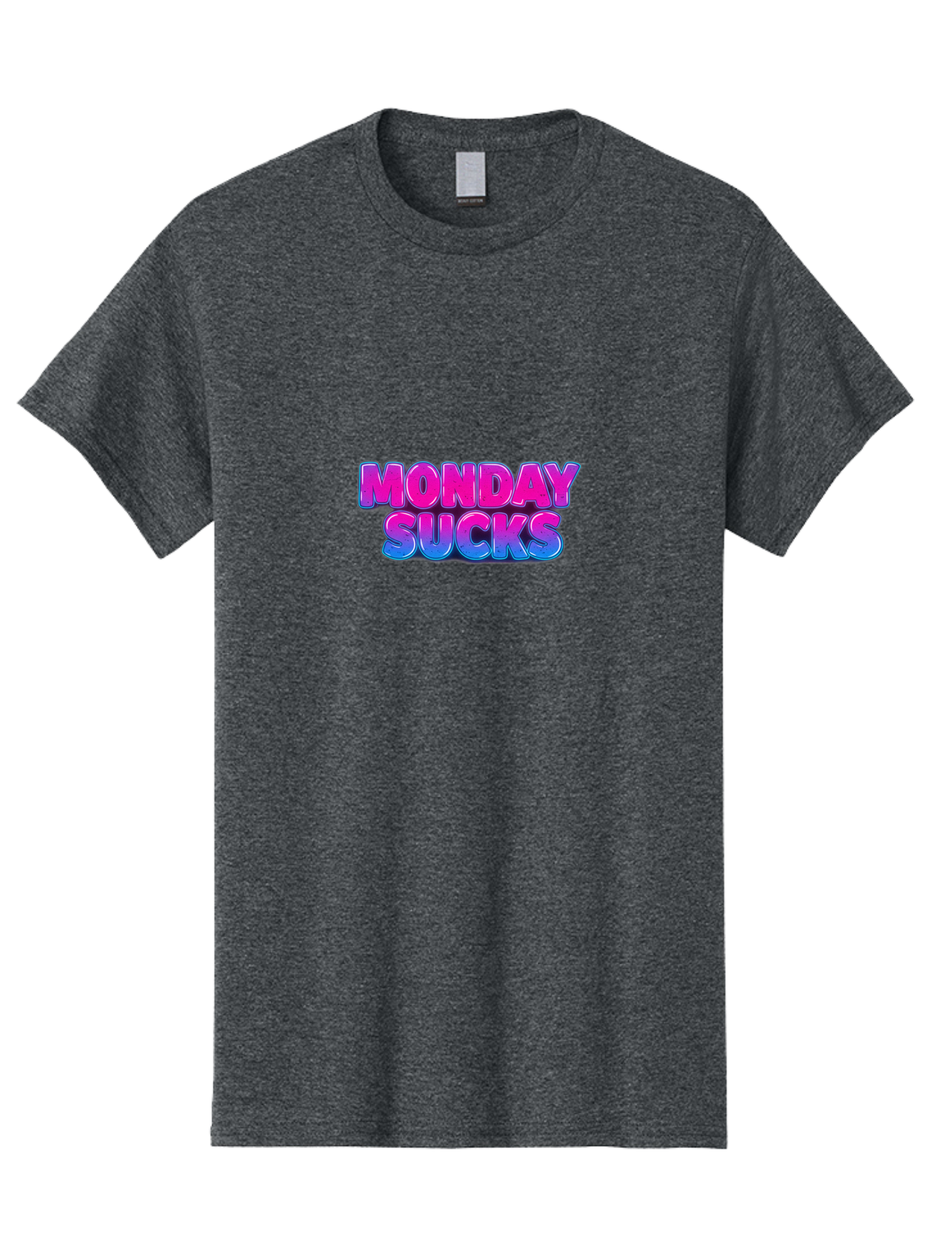 Monday-Sucks-1 Men'S Graphic Tee, 100% Cotton, Comfortable Casual Summer Wear, Machine Washable, Monday Motivation, Motivational Quote, Funny Meme, Humor, Sarcasm, Workweek Grind, Relief, Colorful Text, Pink, Blue, Gradient, Workplace Humor, Bae534 14