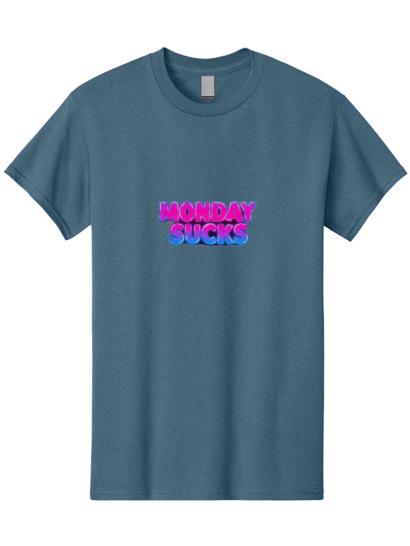 Monday-Sucks-1 Men'S Graphic Tee, 100% Cotton, Comfortable Casual Summer Wear, Machine Washable, Monday Motivation, Motivational Quote, Funny Meme, Humor, Sarcasm, Workweek Grind, Relief, Colorful Text, Pink, Blue, Gradient, Workplace Humor, Bae534 6