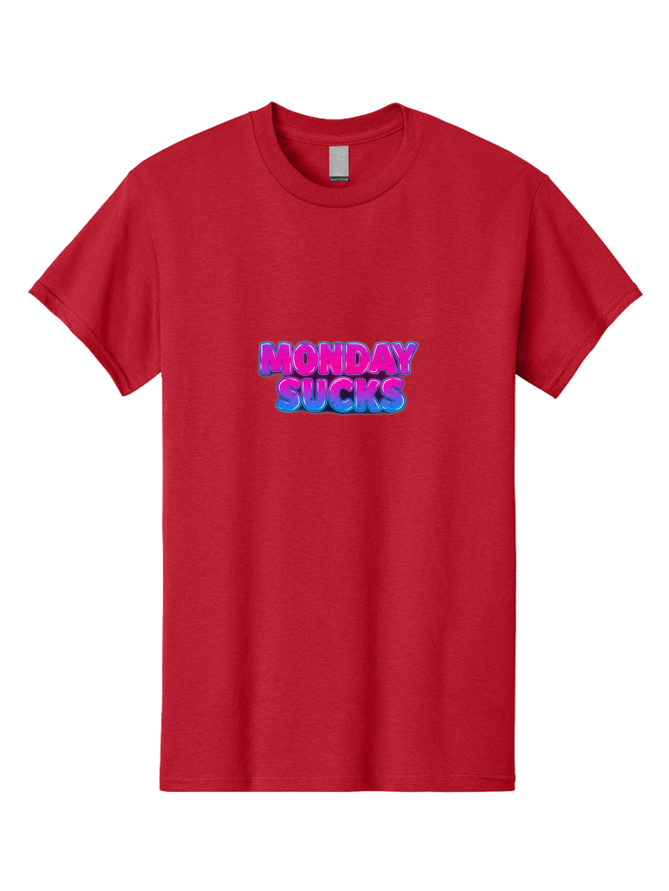 Monday-Sucks-1 Men'S Graphic Tee, 100% Cotton, Comfortable Casual Summer Wear, Machine Washable, Monday Motivation, Motivational Quote, Funny Meme, Humor, Sarcasm, Workweek Grind, Relief, Colorful Text, Pink, Blue, Gradient, Workplace Humor, Bae534 9