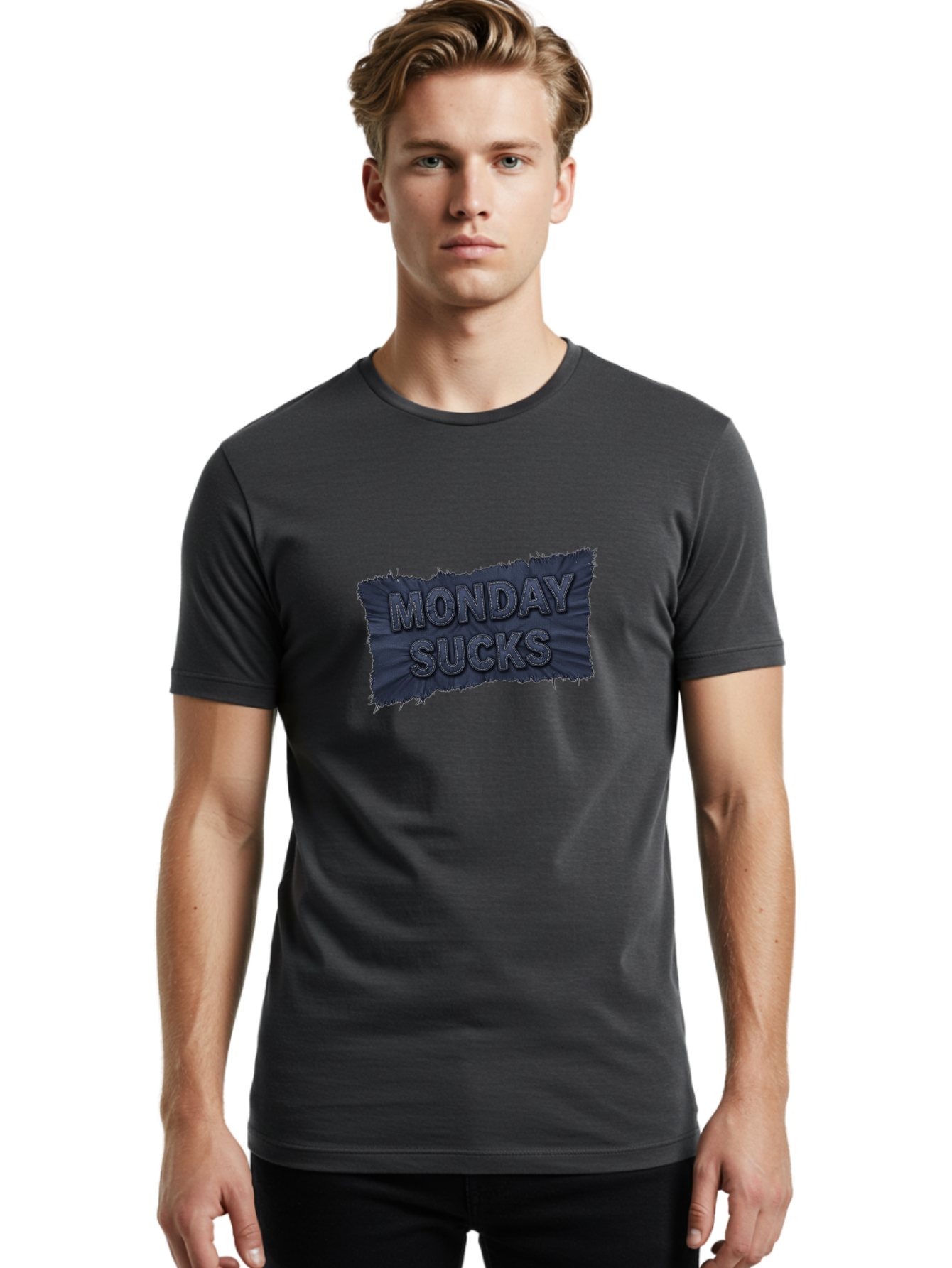 Monday-Sucks Men'S Graphic Tee, 100% Cotton, Comfortable Casual Summer Wear, Machine Washable, Motivation, Monday Blues, Negative Vibes, Motivational Quote, Funny Saying, Humor, Meme, Grunge Style, Bold Text, Inspirational Phrase Bae535 17