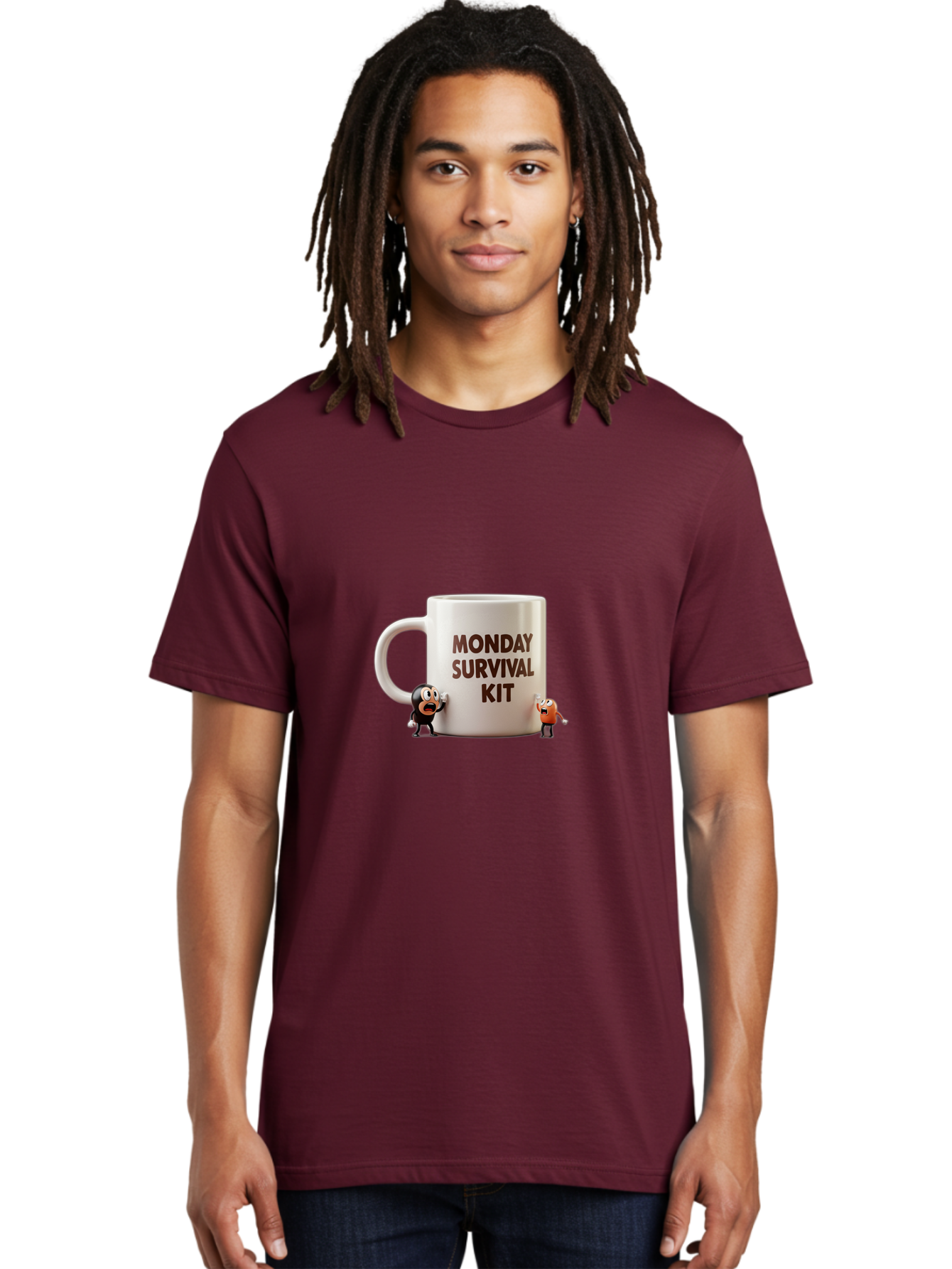 Monday-Survival-Kit-1 Men'S Graphic Tee, 100% Cotton, Comfortable Casual Summer Wear, Machine Washable, Coffee Mug, Monday Motivation, Survival Kit, Cartoon Characters, Humorous Design, Funny Coffee Cup, Quirky Illustration, Stress Relief Bae536 29