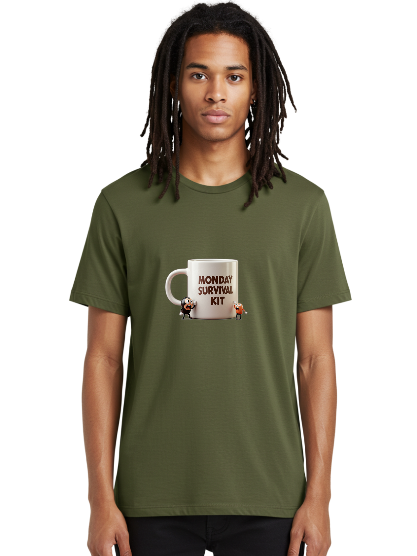 Monday-Survival-Kit-1 Men'S Graphic Tee, 100% Cotton, Comfortable Casual Summer Wear, Machine Washable, Coffee Mug, Monday Motivation, Survival Kit, Cartoon Characters, Humorous Design, Funny Coffee Cup, Quirky Illustration, Stress Relief Bae536 20