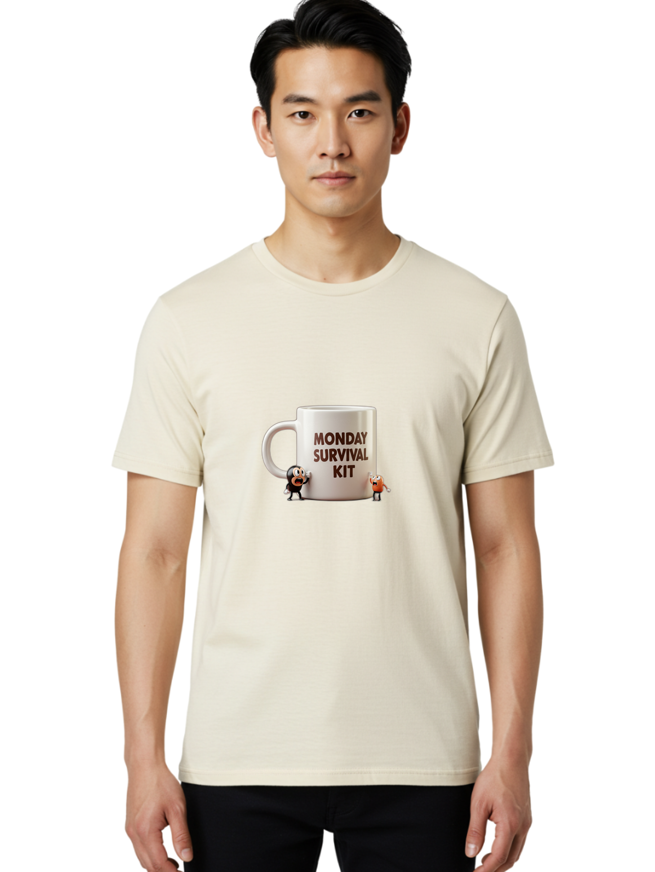 Monday-Survival-Kit-1 Men'S Graphic Tee, 100% Cotton, Comfortable Casual Summer Wear, Machine Washable, Coffee Mug, Monday Motivation, Survival Kit, Cartoon Characters, Humorous Design, Funny Coffee Cup, Quirky Illustration, Stress Relief Bae536 27