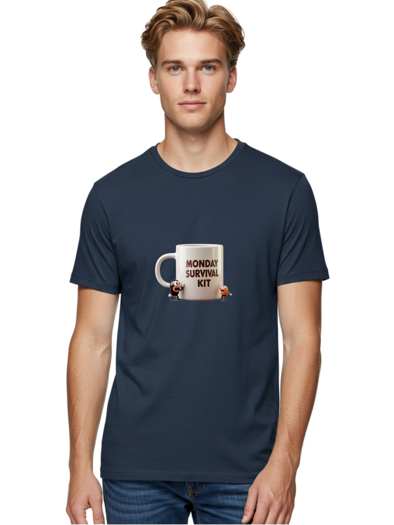 Monday-Survival-Kit-1 Men'S Graphic Tee, 100% Cotton, Comfortable Casual Summer Wear, Machine Washable, Coffee Mug, Monday Motivation, Survival Kit, Cartoon Characters, Humorous Design, Funny Coffee Cup, Quirky Illustration, Stress Relief Bae536 30