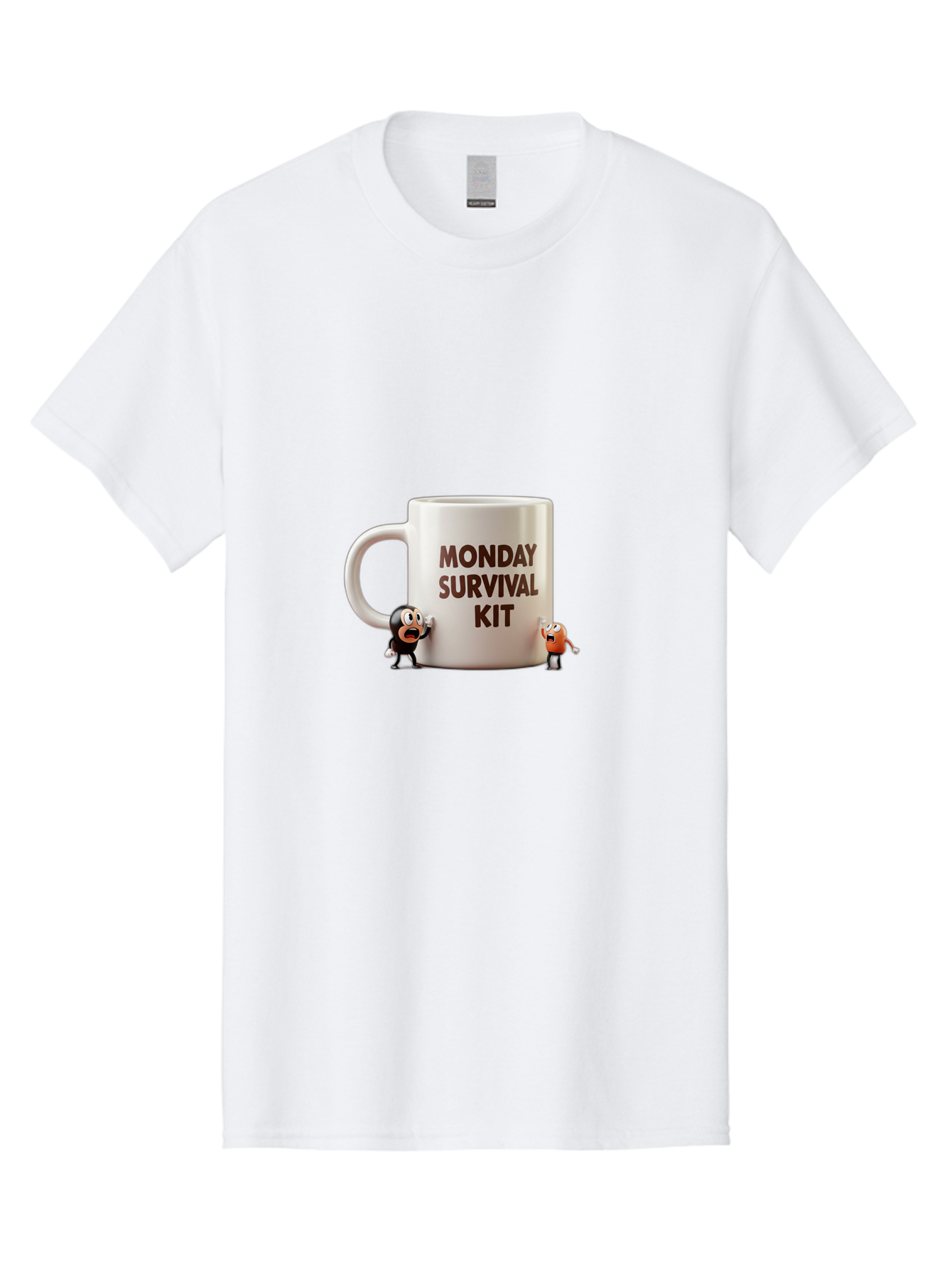 Monday-Survival-Kit-1 Men'S Graphic Tee, 100% Cotton, Comfortable Casual Summer Wear, Machine Washable, Coffee Mug, Monday Motivation, Survival Kit, Cartoon Characters, Humorous Design, Funny Coffee Cup, Quirky Illustration, Stress Relief Bae536 3