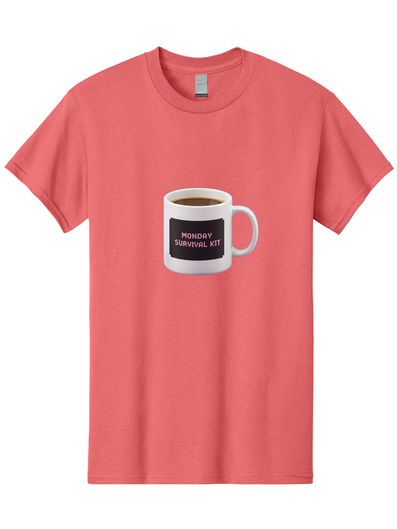 Monday-Survival-Kit-2 Men'S Graphic Tee, 100% Cotton, Comfortable Casual Summer Wear, Machine Washable, Coffee Mug, Monday Motivation, Survival Kit, Morning Coffee, Monday Blues, Funny Mug, Office Humor, Coworker Gift, Coffee Break Bae537 3