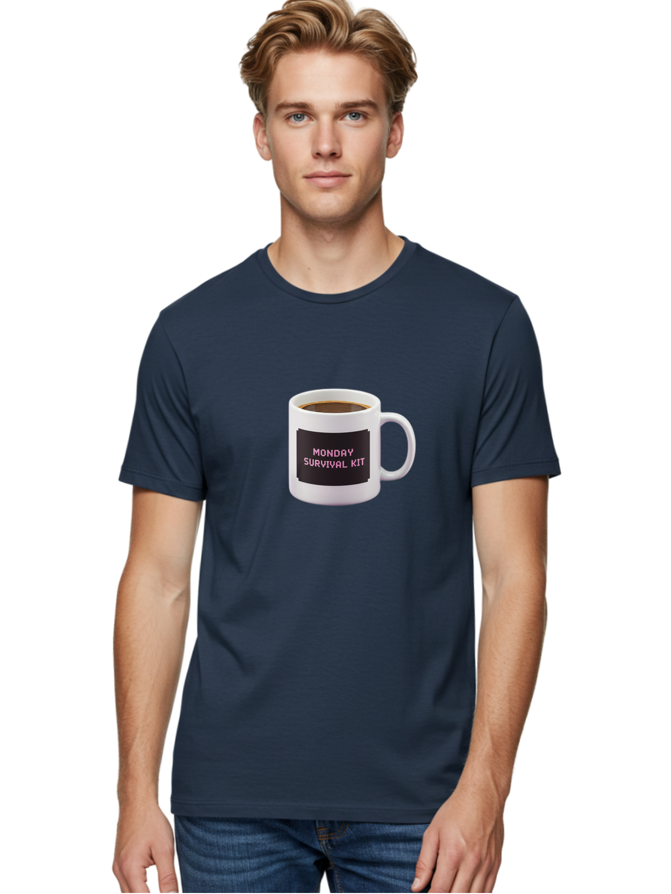 Monday-Survival-Kit-2 Men'S Graphic Tee, 100% Cotton, Comfortable Casual Summer Wear, Machine Washable, Coffee Mug, Monday Motivation, Survival Kit, Morning Coffee, Monday Blues, Funny Mug, Office Humor, Coworker Gift, Coffee Break Bae537 20