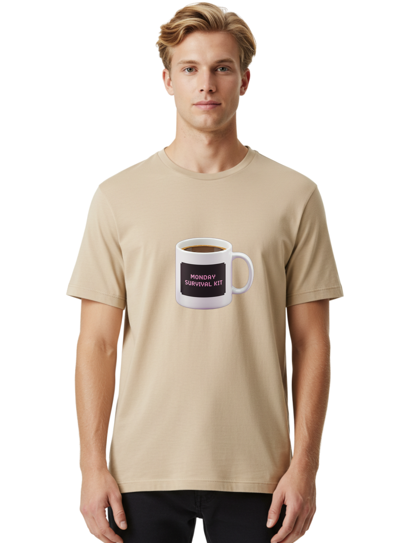 Monday-Survival-Kit-2 Men'S Graphic Tee, 100% Cotton, Comfortable Casual Summer Wear, Machine Washable, Coffee Mug, Monday Motivation, Survival Kit, Morning Coffee, Monday Blues, Funny Mug, Office Humor, Coworker Gift, Coffee Break Bae537 23