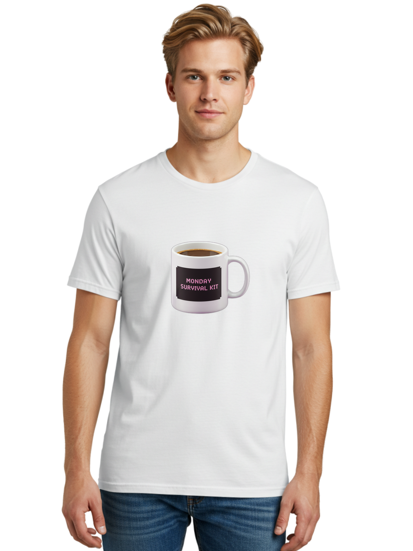 Monday-Survival-Kit-2 Men'S Graphic Tee, 100% Cotton, Comfortable Casual Summer Wear, Machine Washable, Coffee Mug, Monday Motivation, Survival Kit, Morning Coffee, Monday Blues, Funny Mug, Office Humor, Coworker Gift, Coffee Break Bae537 28