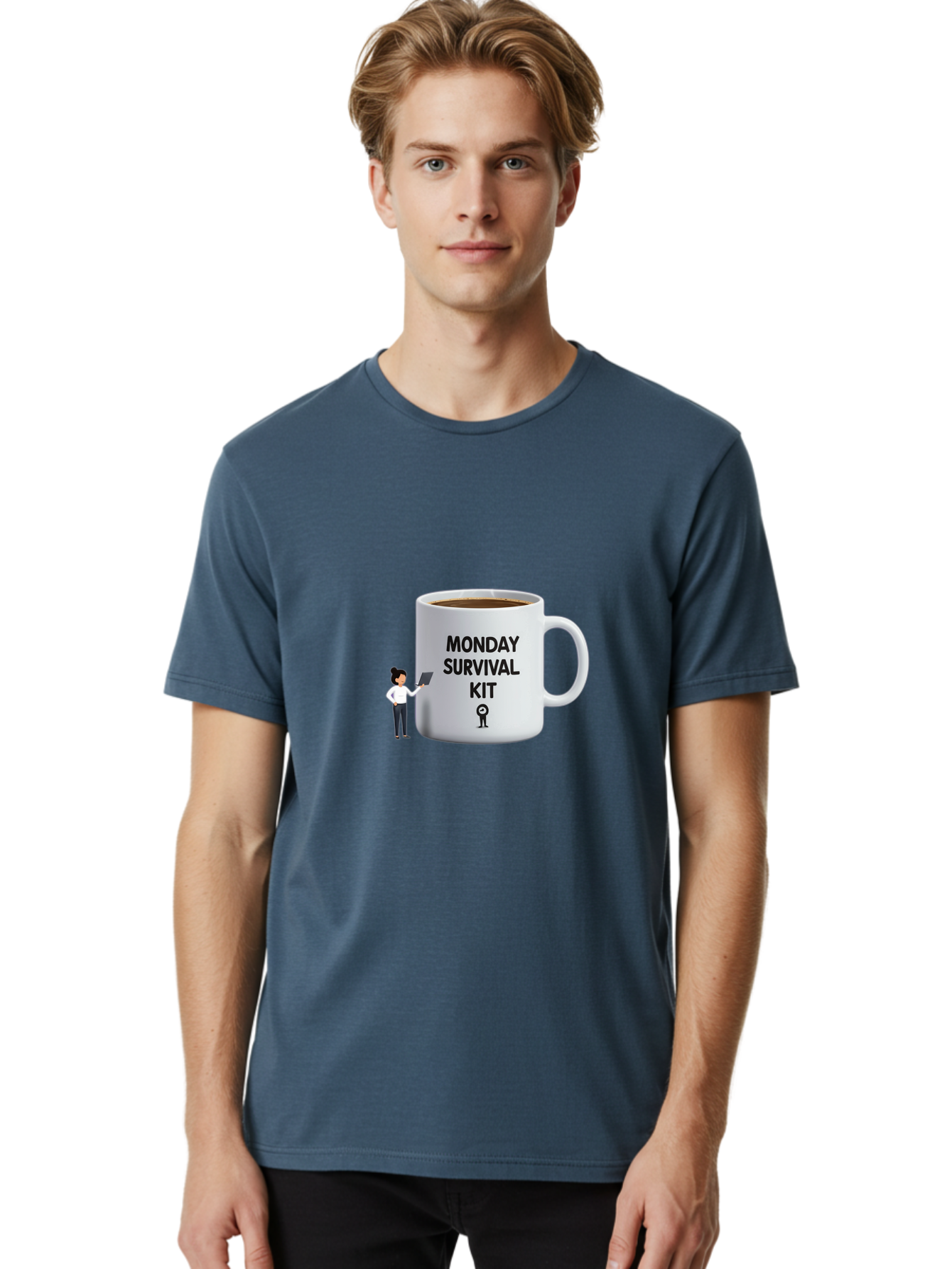 Monday-Survival-Kit Men'S Graphic Tee, 100% Cotton, Comfortable Casual Summer Wear, Machine Washable, Coffee Mug, Monday Motivation, Survival Kit, Morning Coffee, Coffee Break, Motivation, Morning Routine, Funny Coffee Mug, Office Humor, Bae538 22
