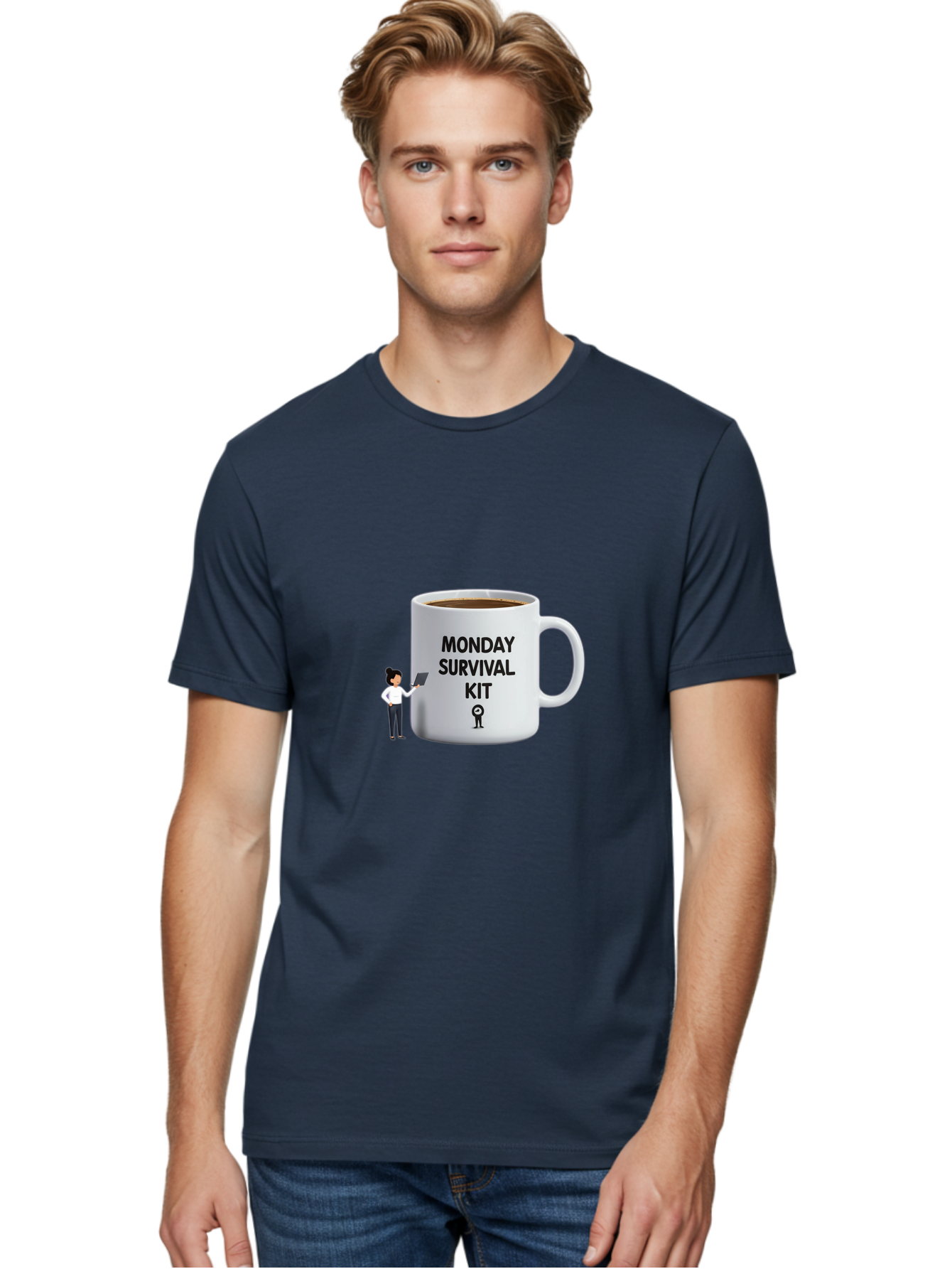 Monday-Survival-Kit Men'S Graphic Tee, 100% Cotton, Comfortable Casual Summer Wear, Machine Washable, Coffee Mug, Monday Motivation, Survival Kit, Morning Coffee, Coffee Break, Motivation, Morning Routine, Funny Coffee Mug, Office Humor, Bae538 28