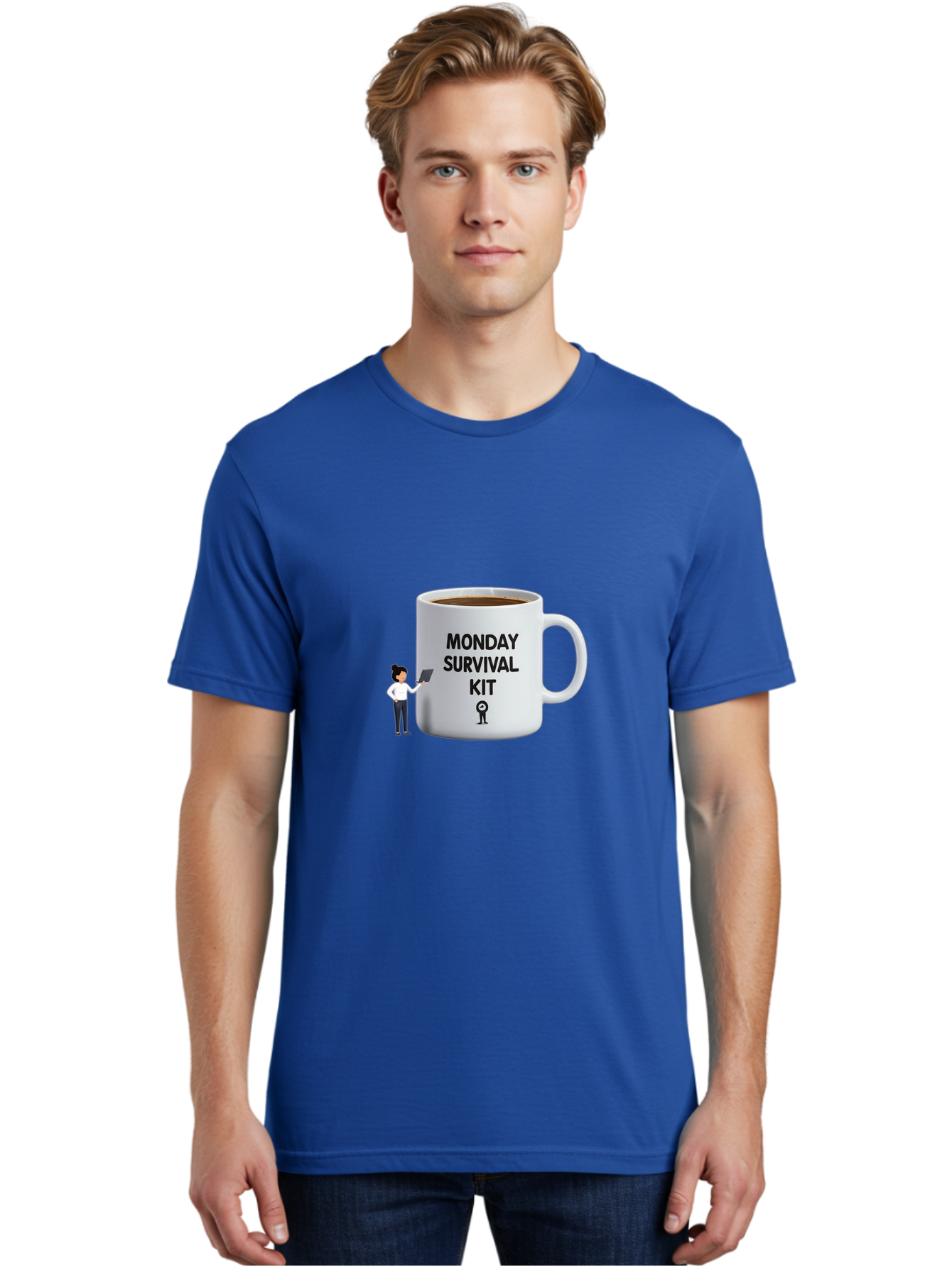 Monday-Survival-Kit Men'S Graphic Tee, 100% Cotton, Comfortable Casual Summer Wear, Machine Washable, Coffee Mug, Monday Motivation, Survival Kit, Morning Coffee, Coffee Break, Motivation, Morning Routine, Funny Coffee Mug, Office Humor, Bae538 25