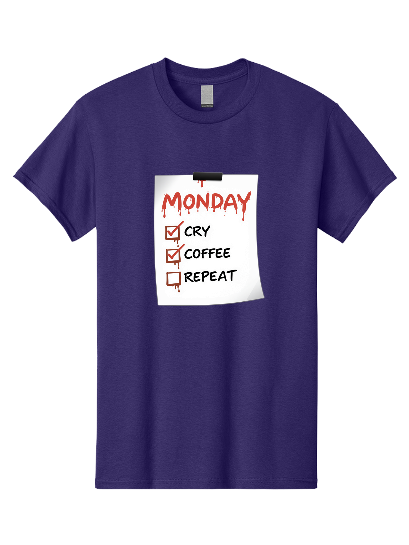 Monday-To-Do-List-2 Men'S Graphic Tee, 100% Cotton, Comfortable Casual Summer Wear, Machine Washable, Humorous To-Do List, Monday Blues, Cry, Coffee, Repeat, Funny Office Humor, Workplace Comedy, Blood Dripping Text, Checklist, Relatable Meme Bae540 12