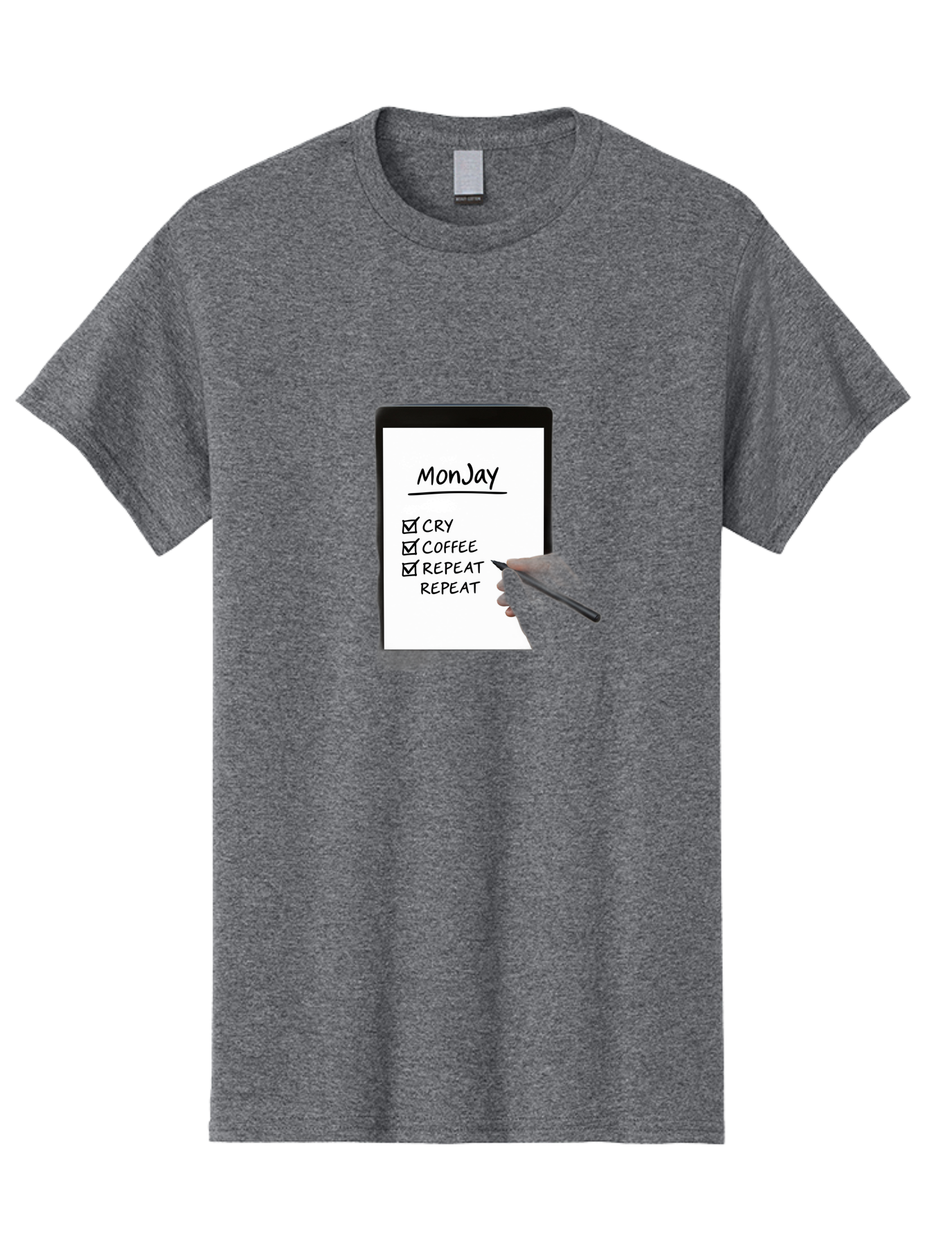 Monday-To-Do-List Men'S Graphic Tee, 100% Cotton, Comfortable Casual Summer Wear, Machine Washable, Monday To-Do List, Humorously Writing Task, Cry, Coffee, Repeat, Morning Routine Tasks, Checklist, Productivity, Task Management, Funny, Bae541 10
