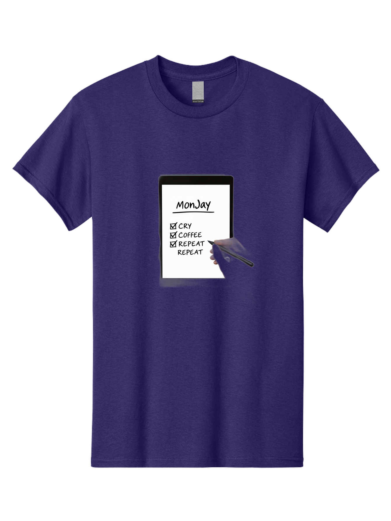 Monday-To-Do-List Men'S Graphic Tee, 100% Cotton, Comfortable Casual Summer Wear, Machine Washable, Monday To-Do List, Humorously Writing Task, Cry, Coffee, Repeat, Morning Routine Tasks, Checklist, Productivity, Task Management, Funny, Bae541 13