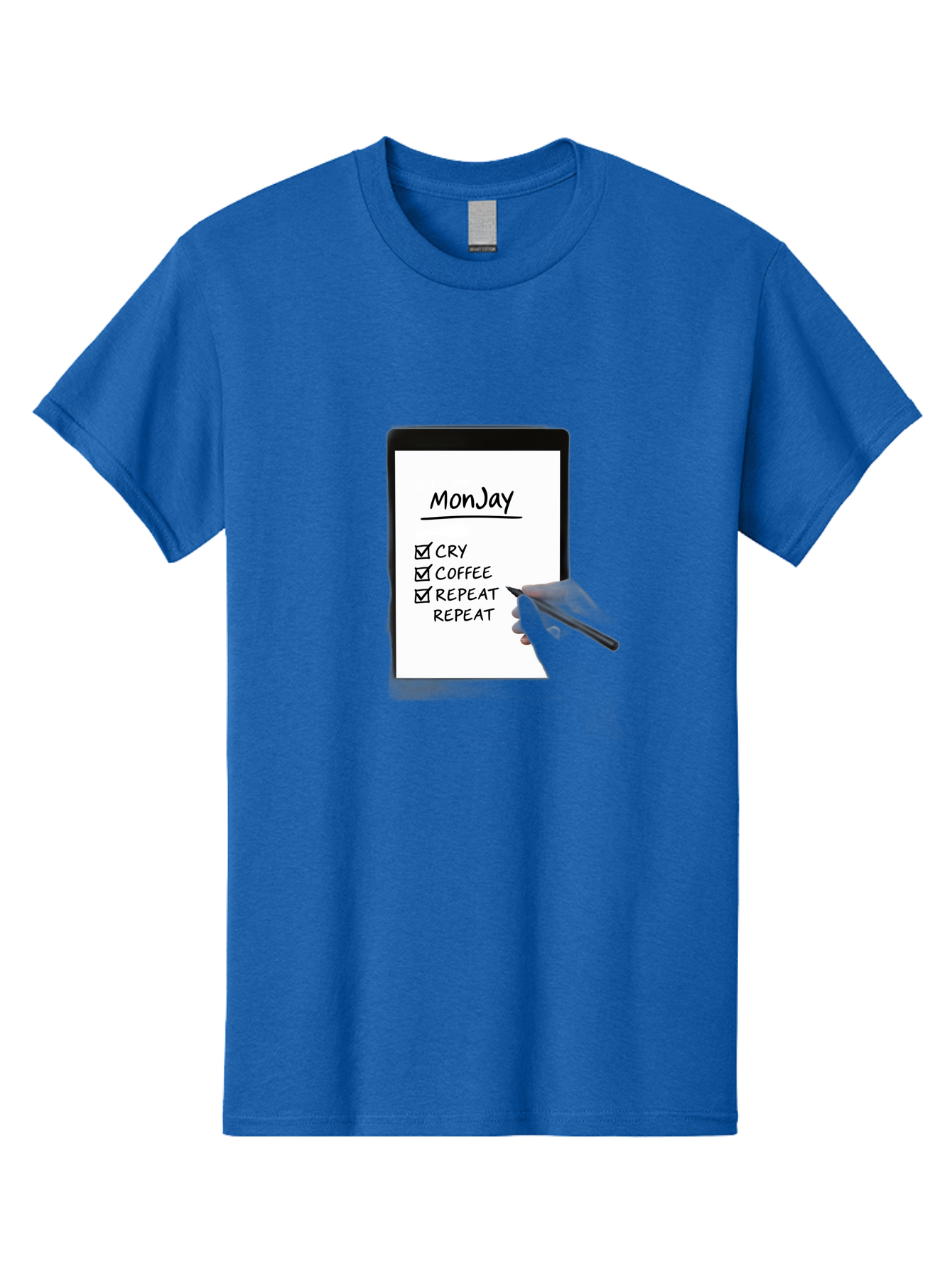 Monday-To-Do-List Men'S Graphic Tee, 100% Cotton, Comfortable Casual Summer Wear, Machine Washable, Monday To-Do List, Humorously Writing Task, Cry, Coffee, Repeat, Morning Routine Tasks, Checklist, Productivity, Task Management, Funny, Bae541 3