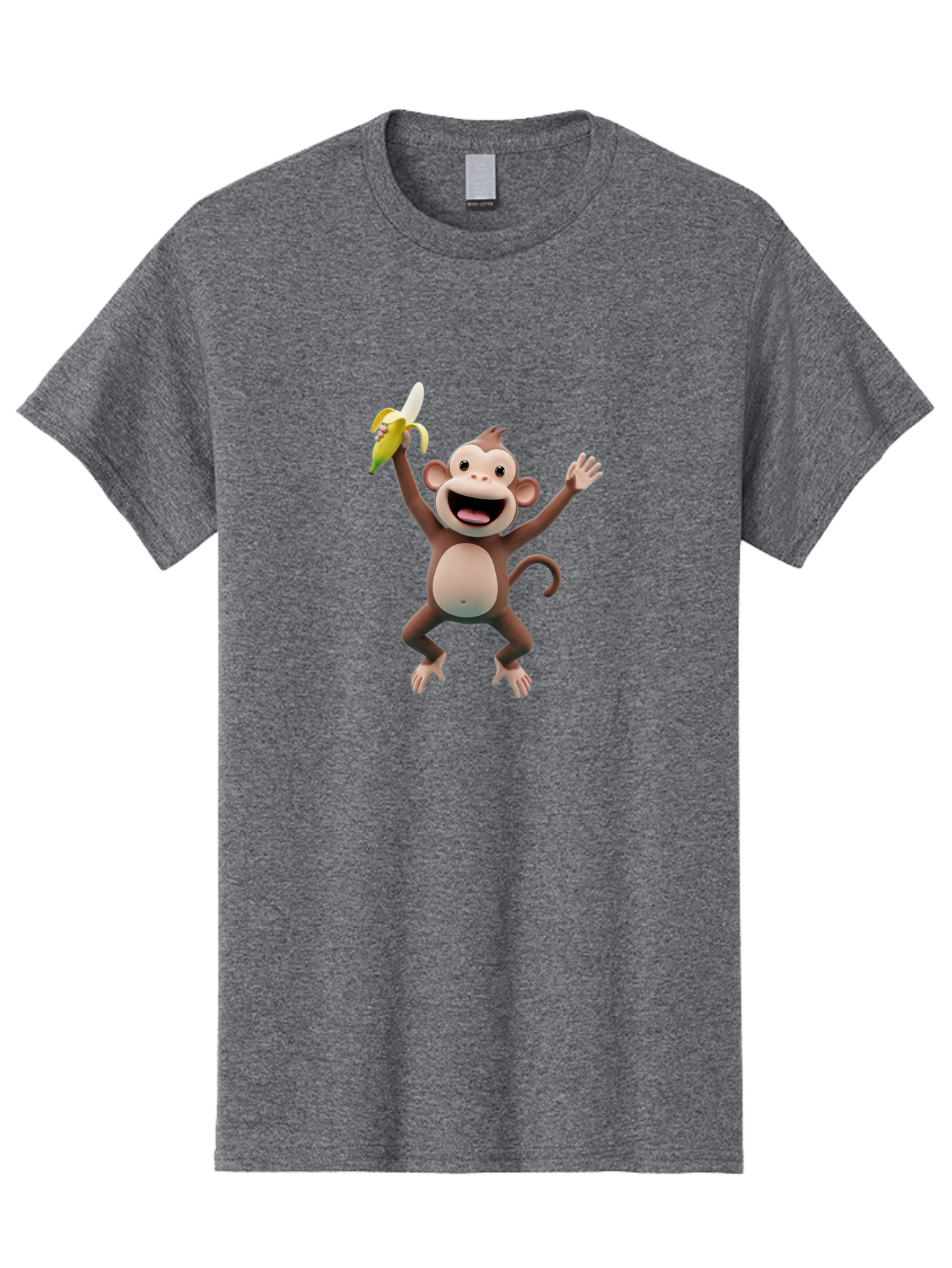 Monkey-With-Banana Men'S Graphic Tee, 100% Cotton, Comfortable Casual Summer Wear, Machine Washable, Cartoon Monkey, Playful Primate, Banana Treat, Funny Character, Joyful Expression, Animated Figure, Primate Portrait, Banana Snack, Bae543 7
