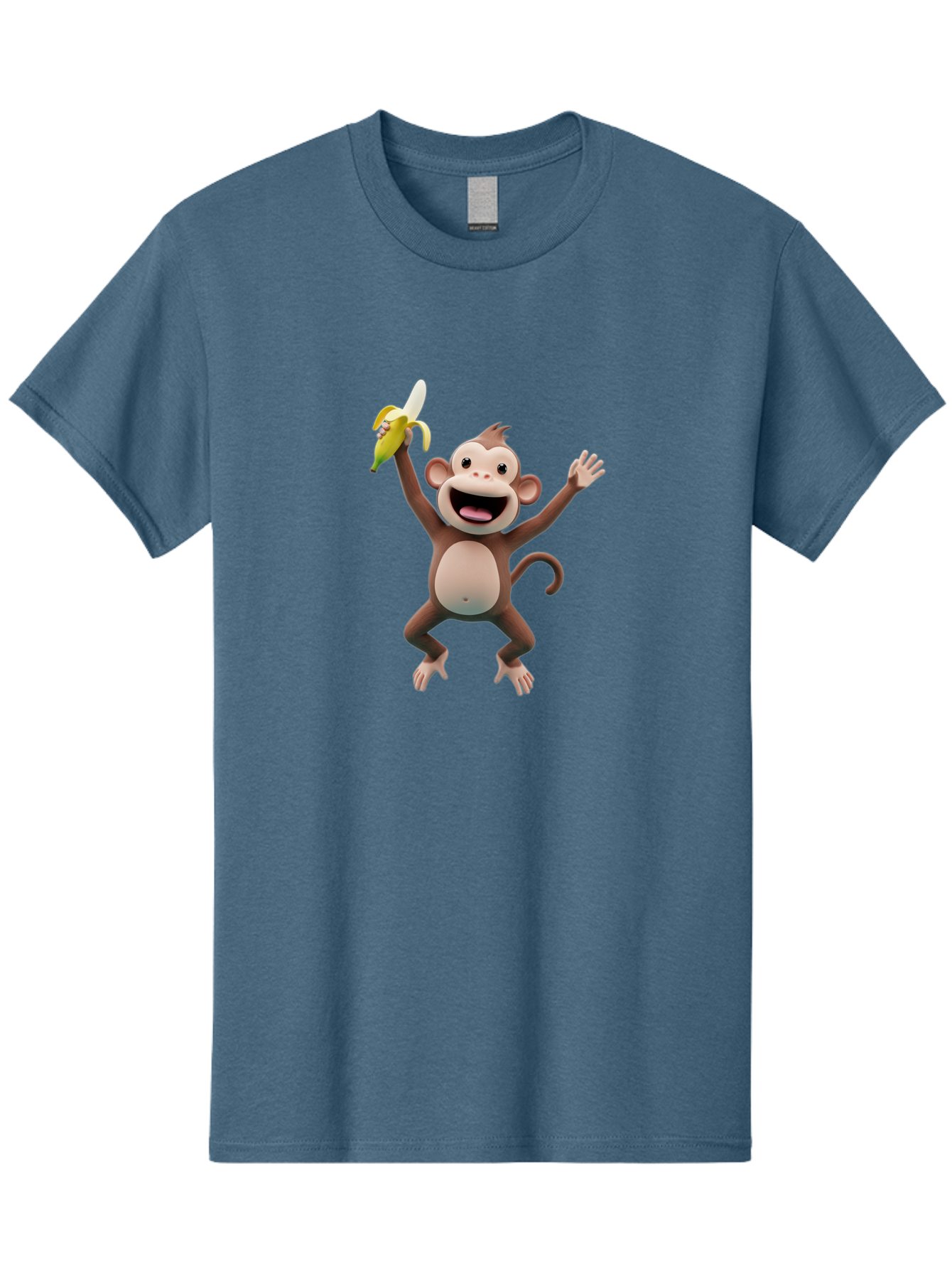 Monkey-With-Banana Men'S Graphic Tee, 100% Cotton, Comfortable Casual Summer Wear, Machine Washable, Cartoon Monkey, Playful Primate, Banana Treat, Funny Character, Joyful Expression, Animated Figure, Primate Portrait, Banana Snack, Bae543 11