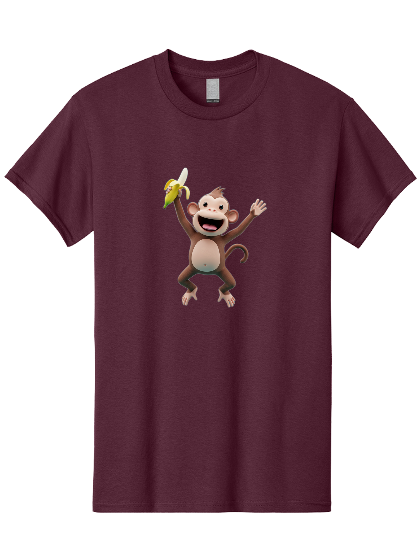 Monkey-With-Banana Men'S Graphic Tee, 100% Cotton, Comfortable Casual Summer Wear, Machine Washable, Cartoon Monkey, Playful Primate, Banana Treat, Funny Character, Joyful Expression, Animated Figure, Primate Portrait, Banana Snack, Bae543 5