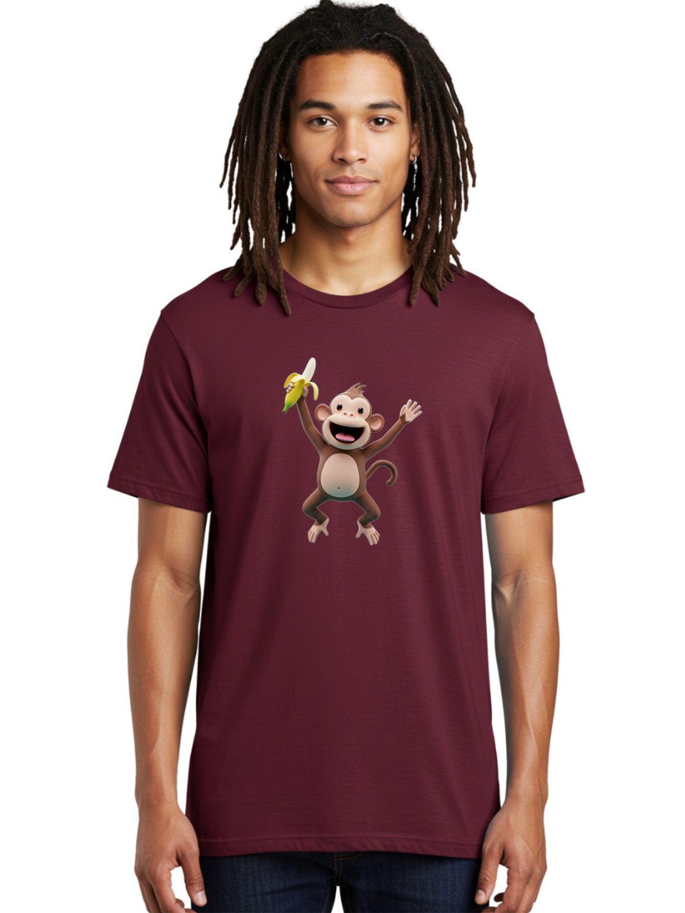 Monkey-With-Banana Men'S Graphic Tee, 100% Cotton, Comfortable Casual Summer Wear, Machine Washable, Cartoon Monkey, Playful Primate, Banana Treat, Funny Character, Joyful Expression, Animated Figure, Primate Portrait, Banana Snack, Bae543 20