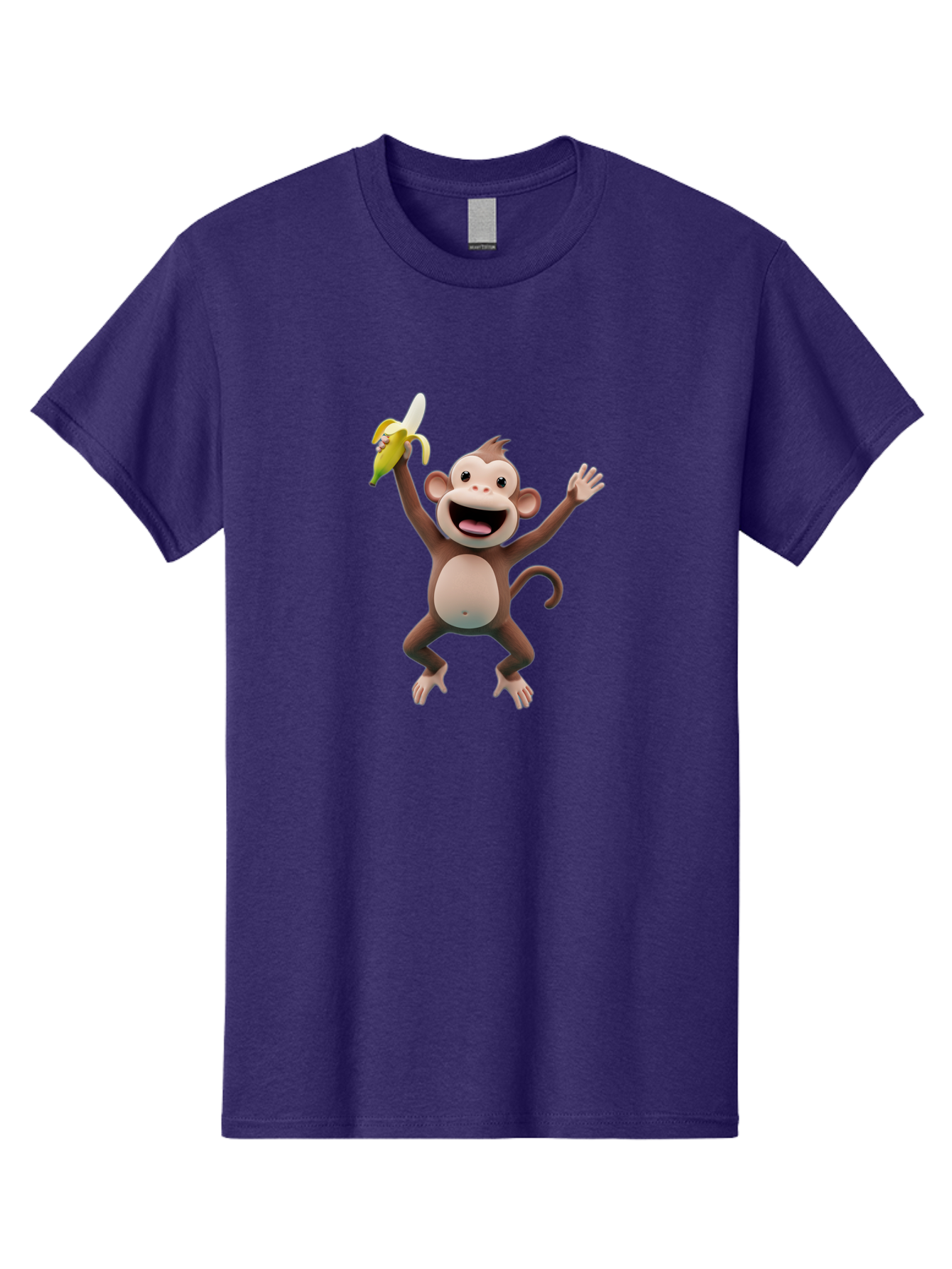 Monkey-With-Banana Men'S Graphic Tee, 100% Cotton, Comfortable Casual Summer Wear, Machine Washable, Cartoon Monkey, Playful Primate, Banana Treat, Funny Character, Joyful Expression, Animated Figure, Primate Portrait, Banana Snack, Bae543 3