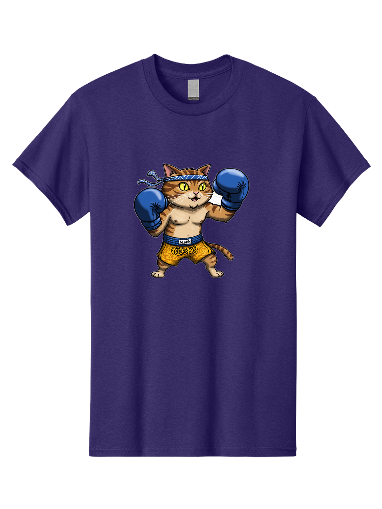 Muay-Muay-Cat Men'S Graphic Tee, 100% Cotton, Comfortable Casual Summer Wear, Machine Washable, Cartoon Cat In Boxing Gloves, Muay Thai Fighter, Muay Mun, Feline Boxer, Cat With Boxing Shorts, Funny Cat Character, Muay Thai Cat, Comic Cat, Bae547 12