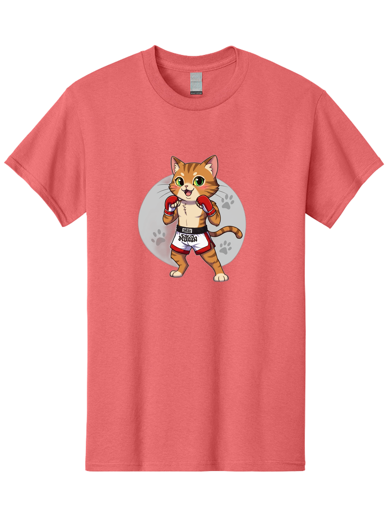 Muay-Thai-Cat-3 Men'S Graphic Tee, 100% Cotton, Comfortable Casual Summer Wear, Machine Washable, Cartoon Cat, Muay Thai Fighter, Boxing Gloves, Martial Arts, Animal Athlete, Boxing Shorts, Muay, Kitty, Fighting Cat, Boxing Cat, Muay Thai Cat Bae552 8