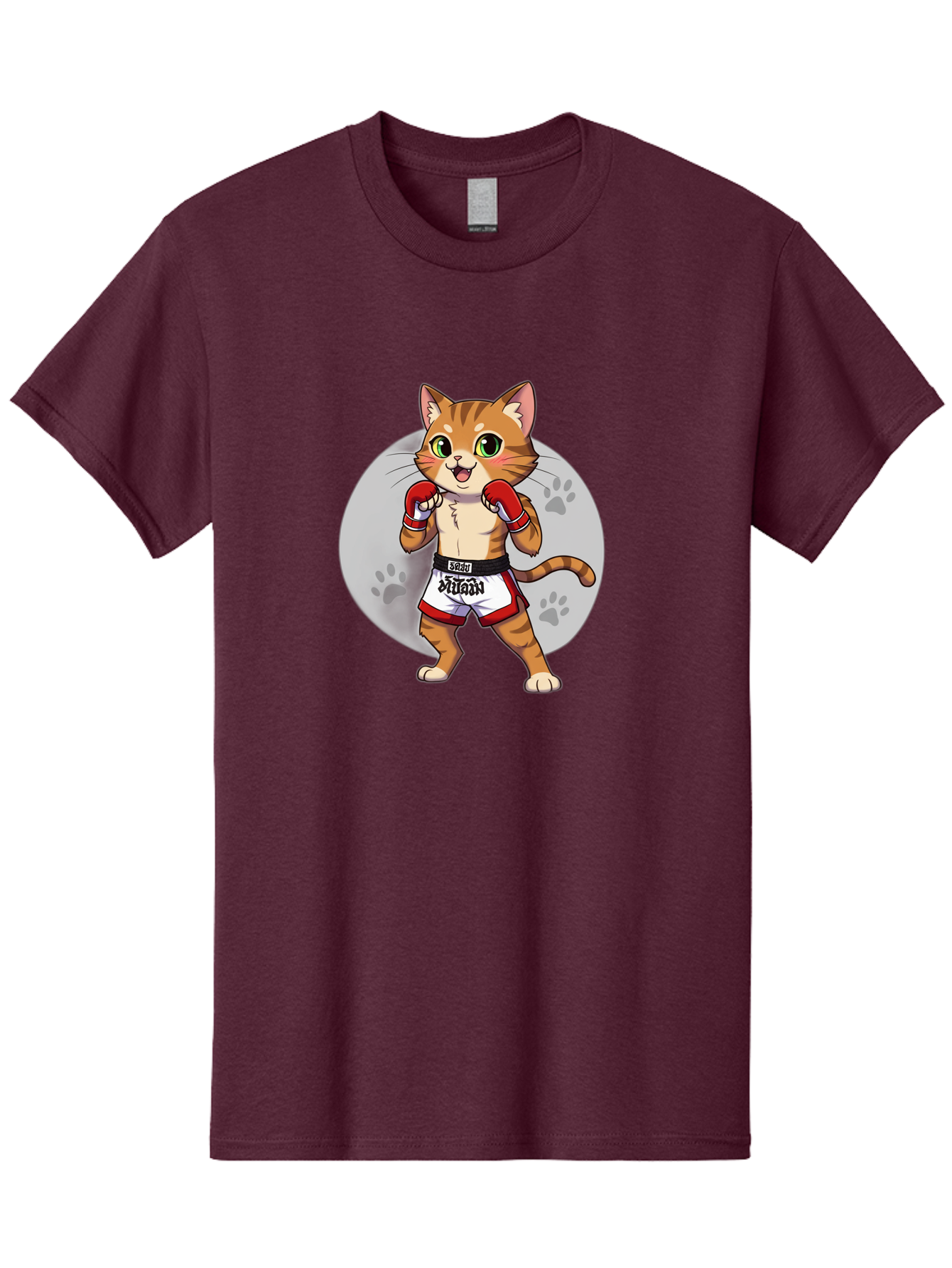 Muay-Thai-Cat-3 Men'S Graphic Tee, 100% Cotton, Comfortable Casual Summer Wear, Machine Washable, Cartoon Cat, Muay Thai Fighter, Boxing Gloves, Martial Arts, Animal Athlete, Boxing Shorts, Muay, Kitty, Fighting Cat, Boxing Cat, Muay Thai Cat Bae552 4