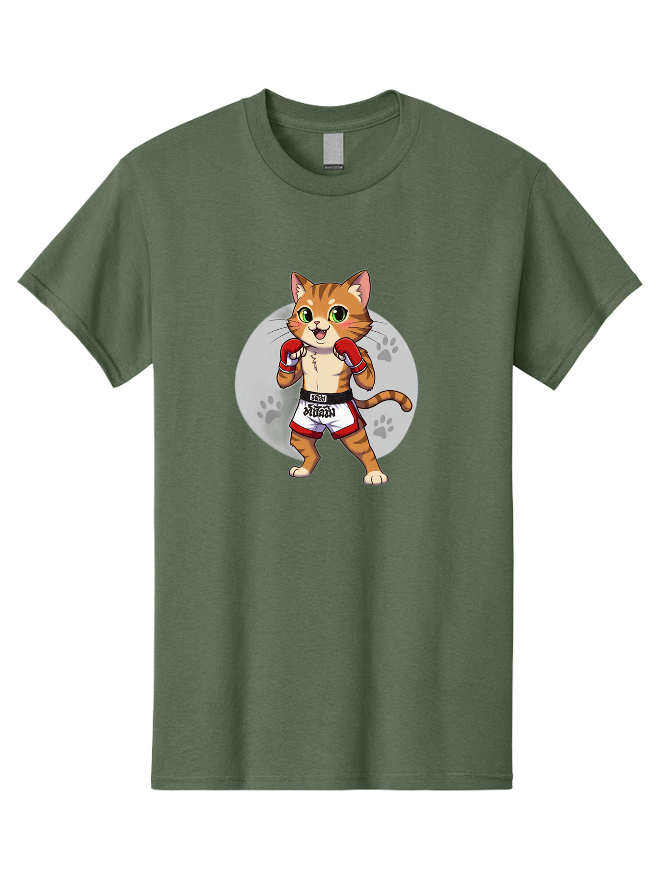 Muay-Thai-Cat-3 Men'S Graphic Tee, 100% Cotton, Comfortable Casual Summer Wear, Machine Washable, Cartoon Cat, Muay Thai Fighter, Boxing Gloves, Martial Arts, Animal Athlete, Boxing Shorts, Muay, Kitty, Fighting Cat, Boxing Cat, Muay Thai Cat Bae552 5