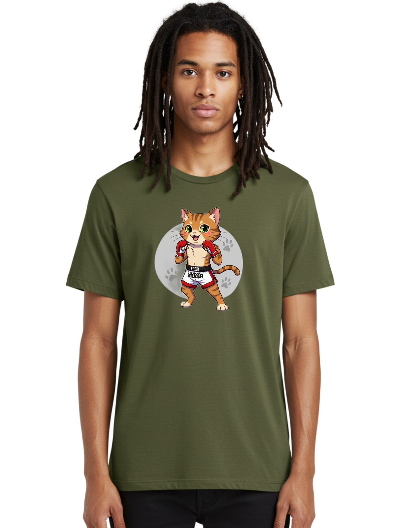 Muay-Thai-Cat-3 Men'S Graphic Tee, 100% Cotton, Comfortable Casual Summer Wear, Machine Washable, Cartoon Cat, Muay Thai Fighter, Boxing Gloves, Martial Arts, Animal Athlete, Boxing Shorts, Muay, Kitty, Fighting Cat, Boxing Cat, Muay Thai Cat Bae552 20