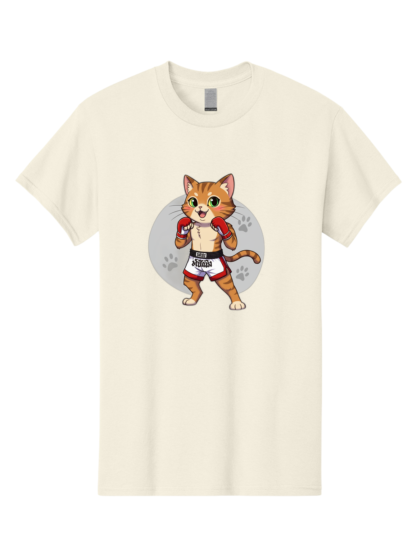 Muay-Thai-Cat-3 Men'S Graphic Tee, 100% Cotton, Comfortable Casual Summer Wear, Machine Washable, Cartoon Cat, Muay Thai Fighter, Boxing Gloves, Martial Arts, Animal Athlete, Boxing Shorts, Muay, Kitty, Fighting Cat, Boxing Cat, Muay Thai Cat Bae552 6