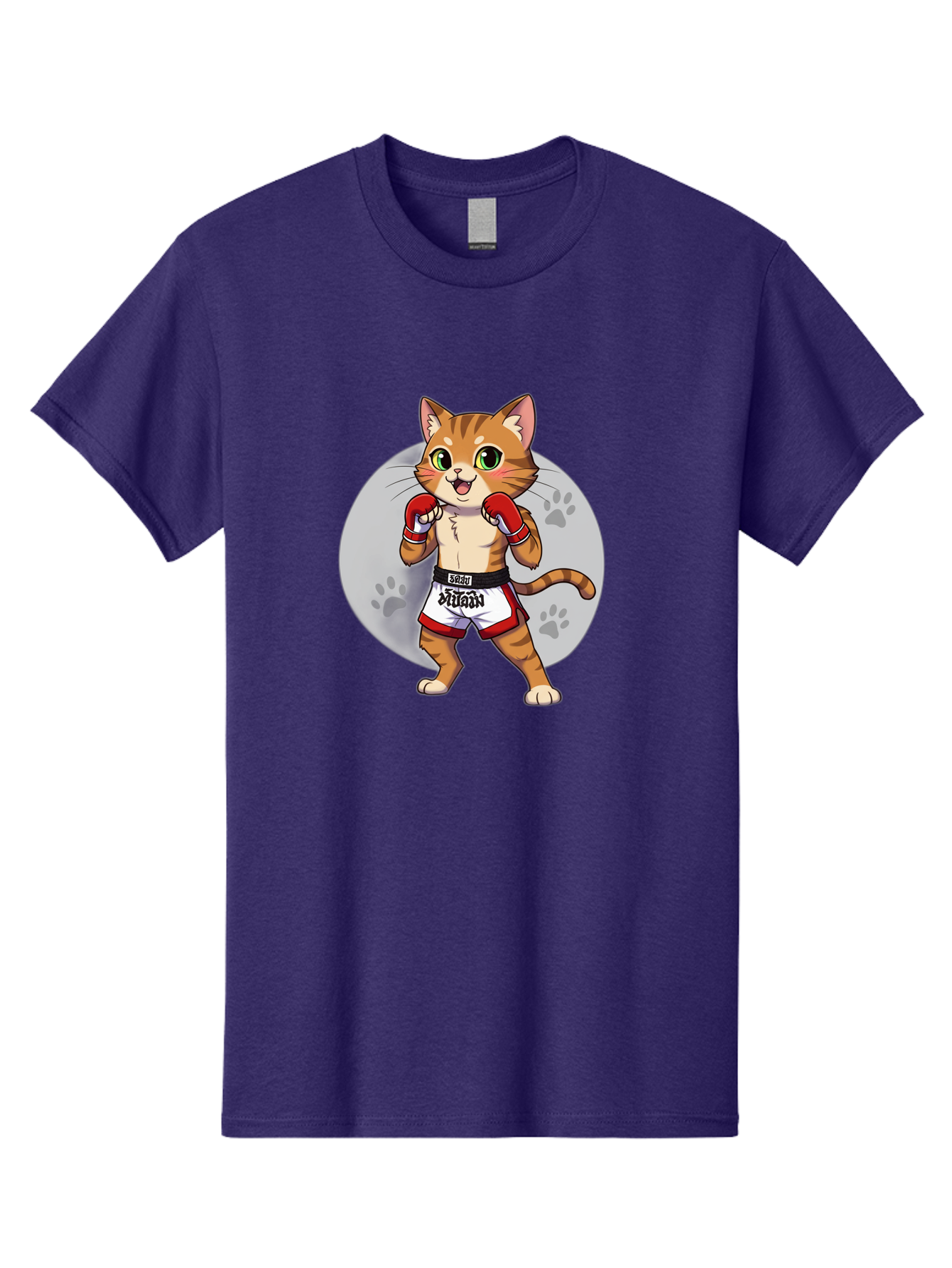 Muay-Thai-Cat-3 Men'S Graphic Tee, 100% Cotton, Comfortable Casual Summer Wear, Machine Washable, Cartoon Cat, Muay Thai Fighter, Boxing Gloves, Martial Arts, Animal Athlete, Boxing Shorts, Muay, Kitty, Fighting Cat, Boxing Cat, Muay Thai Cat Bae552 11
