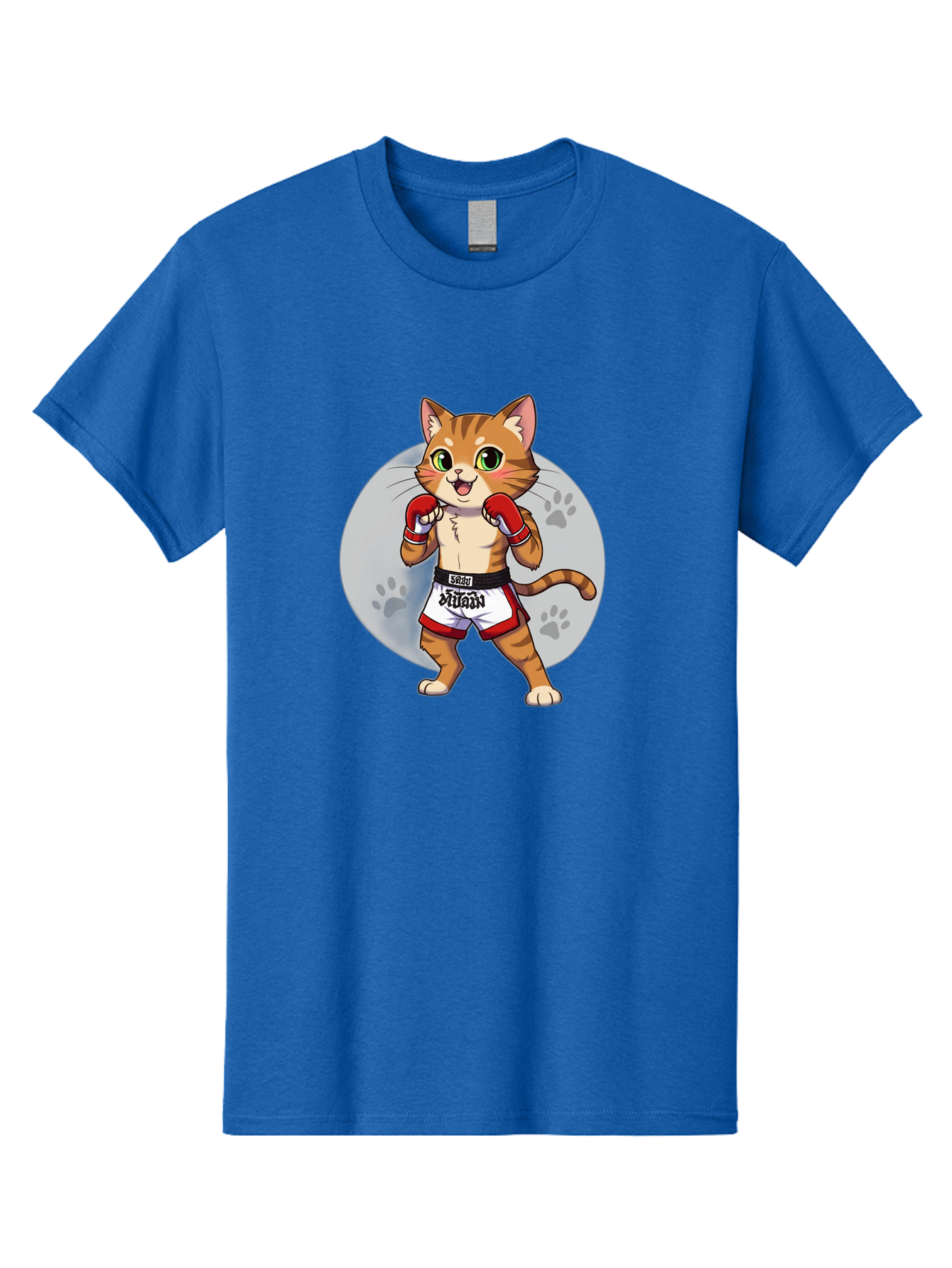 Muay-Thai-Cat-3 Men'S Graphic Tee, 100% Cotton, Comfortable Casual Summer Wear, Machine Washable, Cartoon Cat, Muay Thai Fighter, Boxing Gloves, Martial Arts, Animal Athlete, Boxing Shorts, Muay, Kitty, Fighting Cat, Boxing Cat, Muay Thai Cat Bae552 15