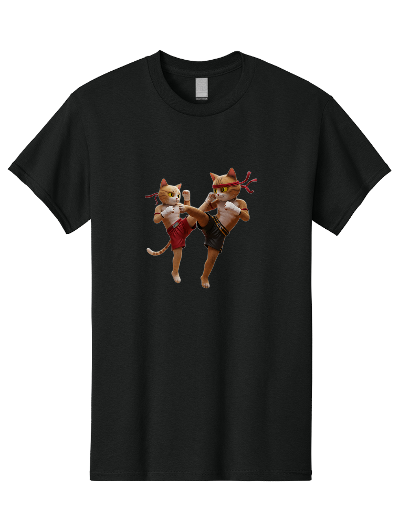Muay-Thai-Cats Men'S Graphic Tee, 100% Cotton, Comfortable Casual Summer Wear, Machine Washable, Cartoon Cats Fighting, Martial Arts, Muay Thai, Boxing Cats, Anthropomorphic Cats, Action Pose, Dynamic Scene, Funny Cats, Cat Fight, Bae560 7