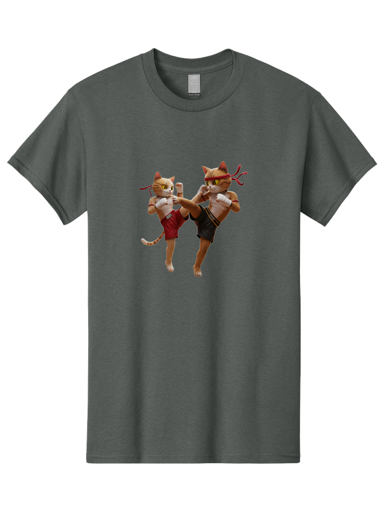 Muay-Thai-Cats Men'S Graphic Tee, 100% Cotton, Comfortable Casual Summer Wear, Machine Washable, Cartoon Cats Fighting, Martial Arts, Muay Thai, Boxing Cats, Anthropomorphic Cats, Action Pose, Dynamic Scene, Funny Cats, Cat Fight, Bae560 8