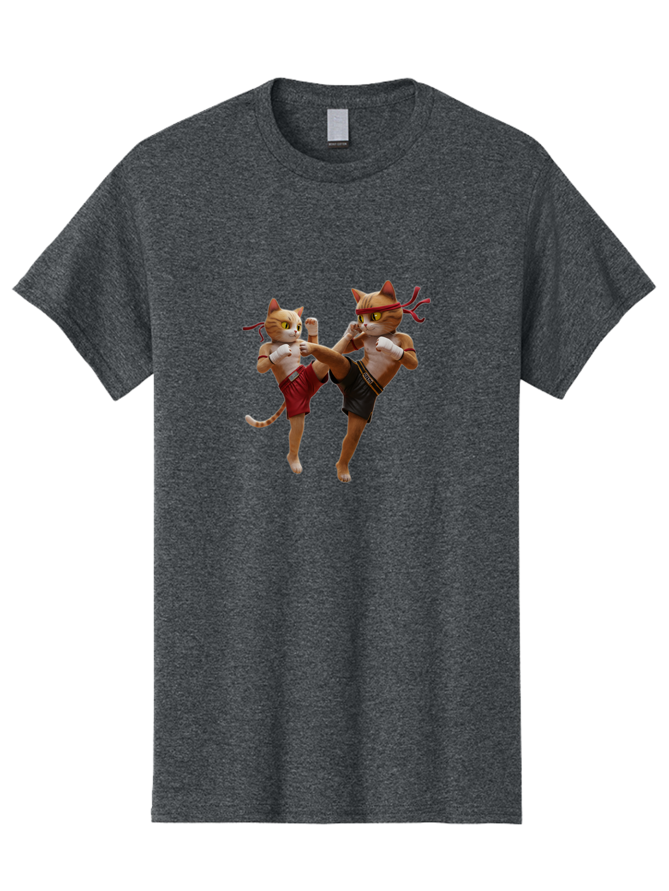 Muay-Thai-Cats Men'S Graphic Tee, 100% Cotton, Comfortable Casual Summer Wear, Machine Washable, Cartoon Cats Fighting, Martial Arts, Muay Thai, Boxing Cats, Anthropomorphic Cats, Action Pose, Dynamic Scene, Funny Cats, Cat Fight, Bae560 6