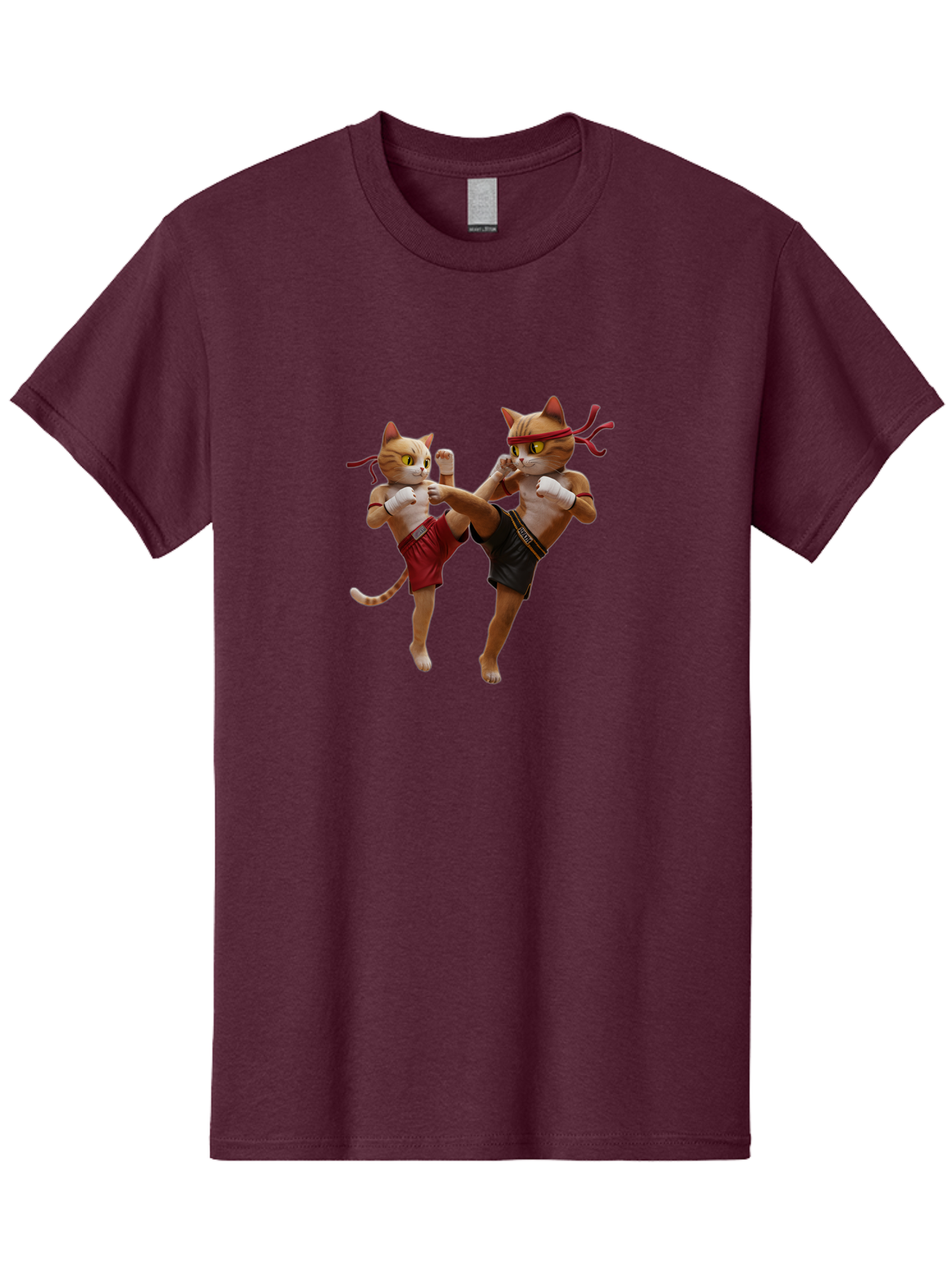 Muay-Thai-Cats Men'S Graphic Tee, 100% Cotton, Comfortable Casual Summer Wear, Machine Washable, Cartoon Cats Fighting, Martial Arts, Muay Thai, Boxing Cats, Anthropomorphic Cats, Action Pose, Dynamic Scene, Funny Cats, Cat Fight, Bae560 12