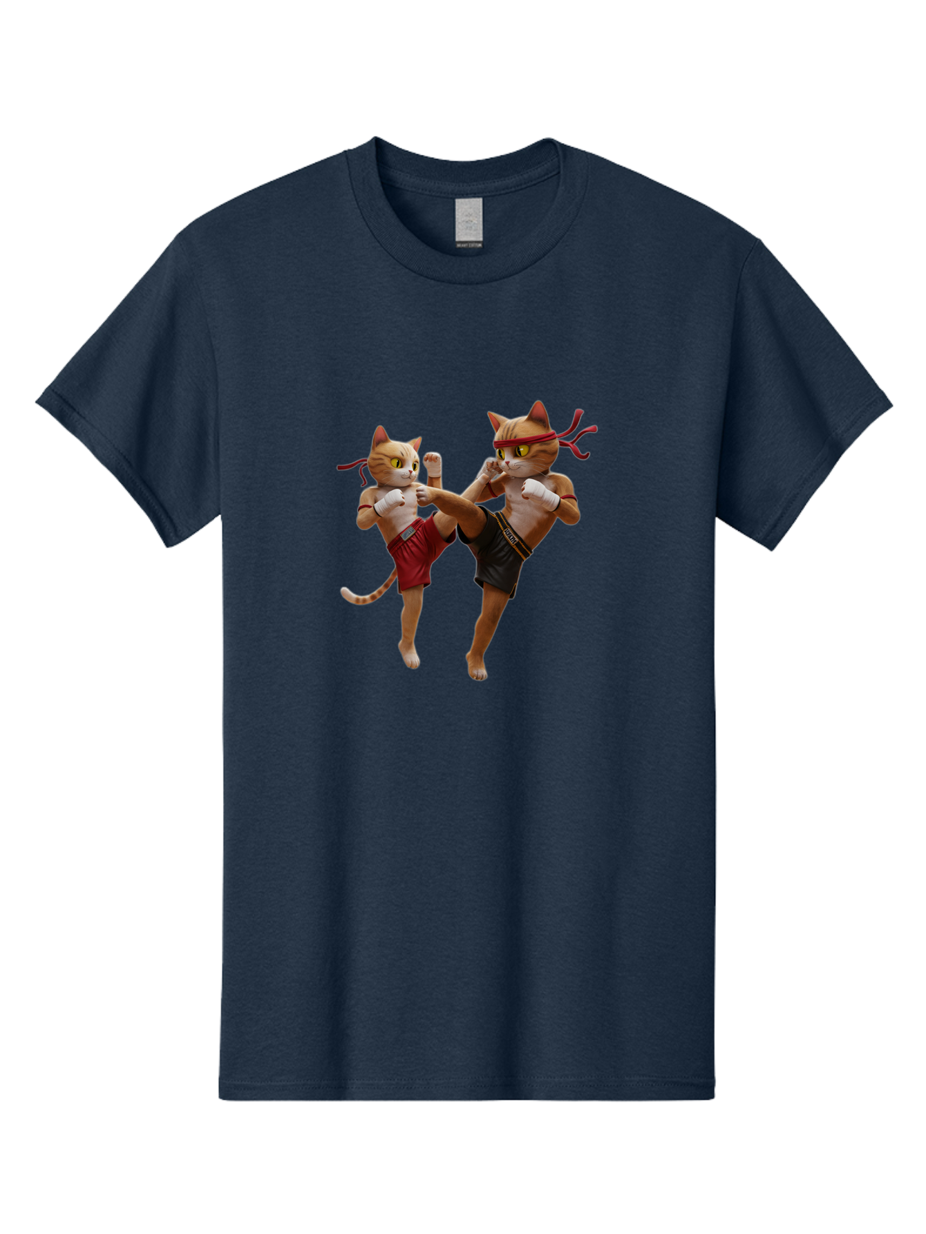 Muay-Thai-Cats Men'S Graphic Tee, 100% Cotton, Comfortable Casual Summer Wear, Machine Washable, Cartoon Cats Fighting, Martial Arts, Muay Thai, Boxing Cats, Anthropomorphic Cats, Action Pose, Dynamic Scene, Funny Cats, Cat Fight, Bae560 15