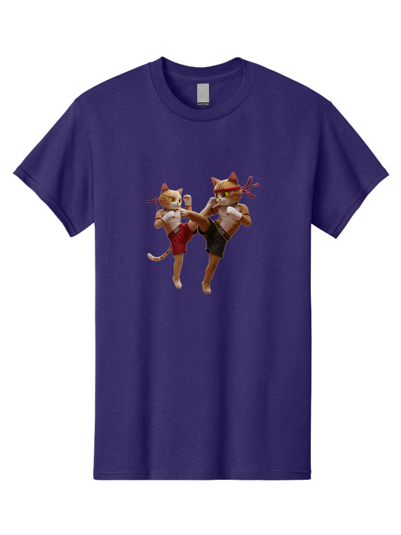 Muay-Thai-Cats Men'S Graphic Tee, 100% Cotton, Comfortable Casual Summer Wear, Machine Washable, Cartoon Cats Fighting, Martial Arts, Muay Thai, Boxing Cats, Anthropomorphic Cats, Action Pose, Dynamic Scene, Funny Cats, Cat Fight, Bae560 9