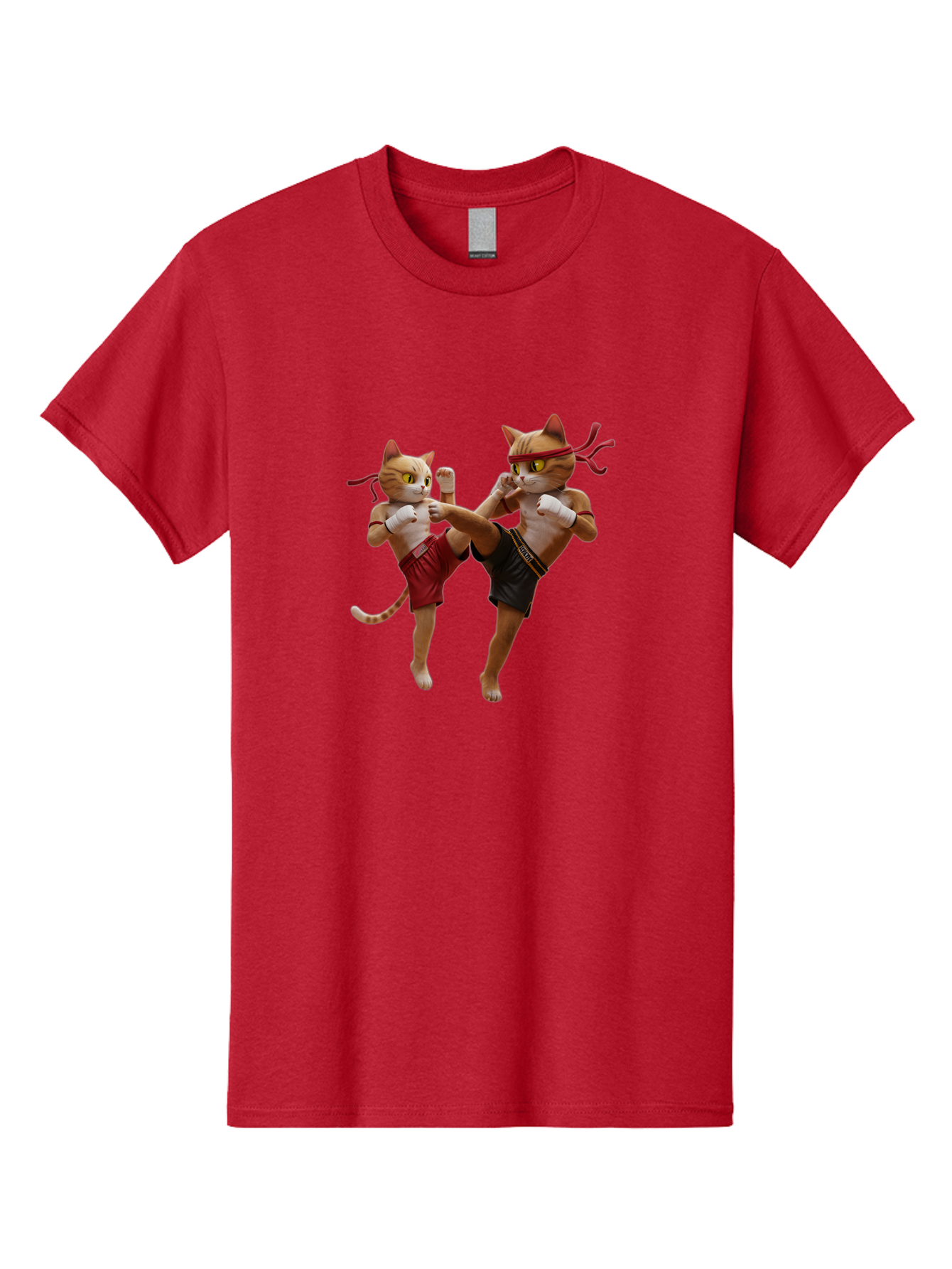 Muay-Thai-Cats Men'S Graphic Tee, 100% Cotton, Comfortable Casual Summer Wear, Machine Washable, Cartoon Cats Fighting, Martial Arts, Muay Thai, Boxing Cats, Anthropomorphic Cats, Action Pose, Dynamic Scene, Funny Cats, Cat Fight, Bae560 4