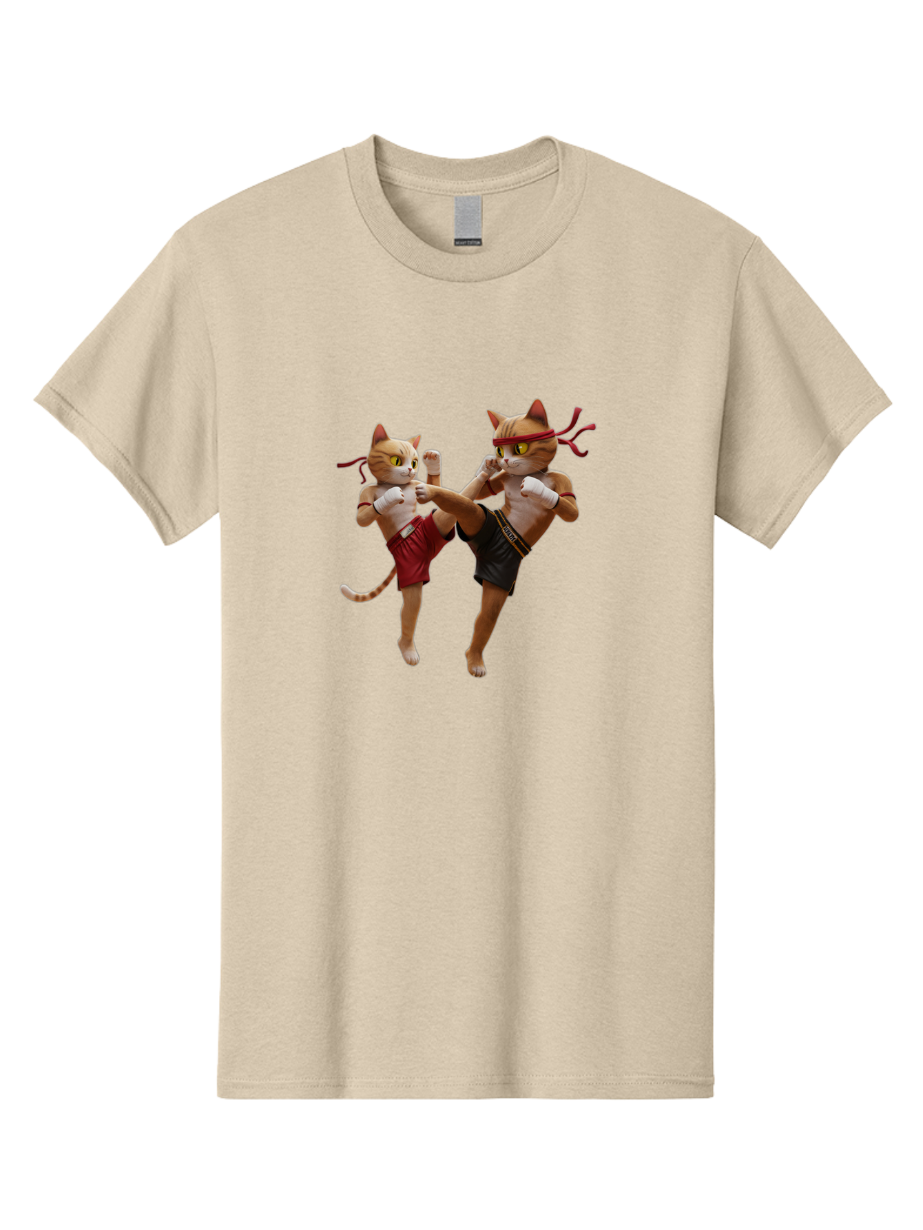 Muay-Thai-Cats Men'S Graphic Tee, 100% Cotton, Comfortable Casual Summer Wear, Machine Washable, Cartoon Cats Fighting, Martial Arts, Muay Thai, Boxing Cats, Anthropomorphic Cats, Action Pose, Dynamic Scene, Funny Cats, Cat Fight, Bae560 5