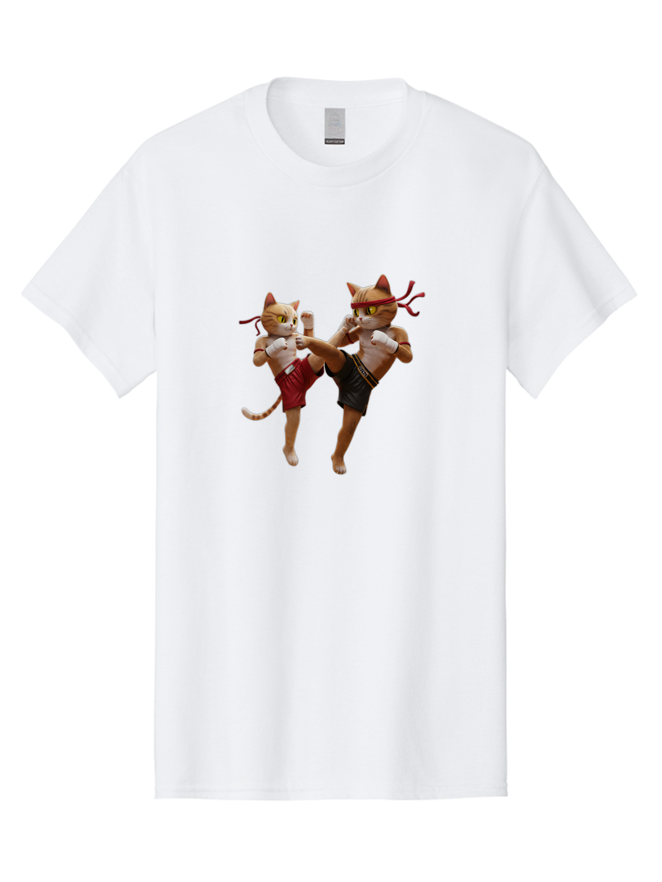 Muay-Thai-Cats Men'S Graphic Tee, 100% Cotton, Comfortable Casual Summer Wear, Machine Washable, Cartoon Cats Fighting, Martial Arts, Muay Thai, Boxing Cats, Anthropomorphic Cats, Action Pose, Dynamic Scene, Funny Cats, Cat Fight, Bae560 10