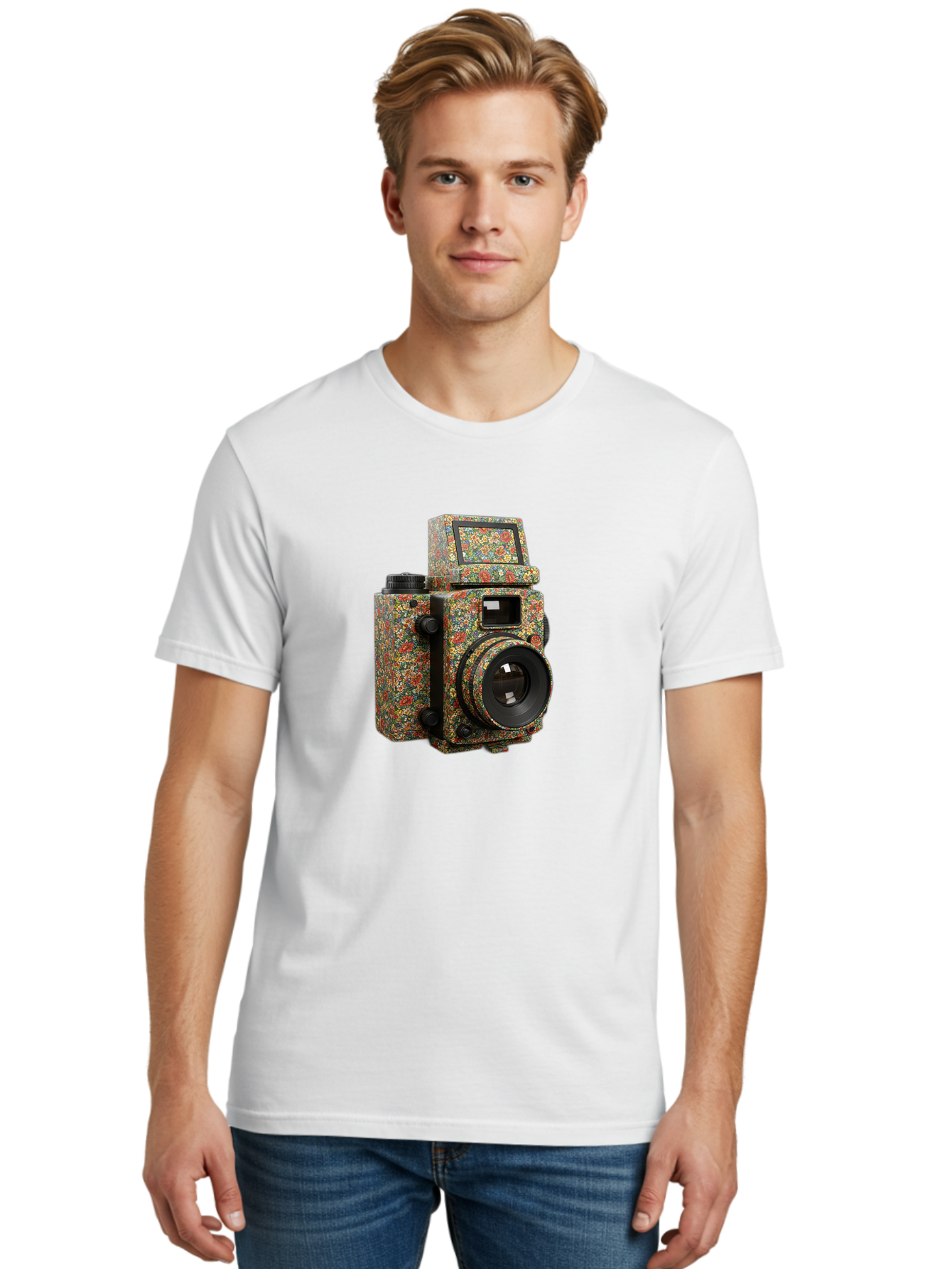 Multicolored-Camera Men'S Graphic Tee, 100% Cotton, Comfortable Casual Summer Wear, Machine Washable, Multicolored Paint Splatters, Artistic Camera Design, Vibrant Decor, Photography Equipment, Creative Expression, Unique Art Piece, Bae565 27