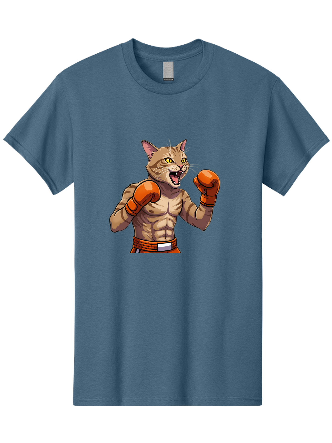 Muscle-Cat-Boxer Men'S Graphic Tee, 100% Cotton, Comfortable Casual Summer Wear, Machine Washable, Cartoon Muscular Cat, Boxing Gloves, Fierce Expression, Strong Physique, Funny Animal, Cartoon Character, Feline Boxer, Comic Art, Bae566 9